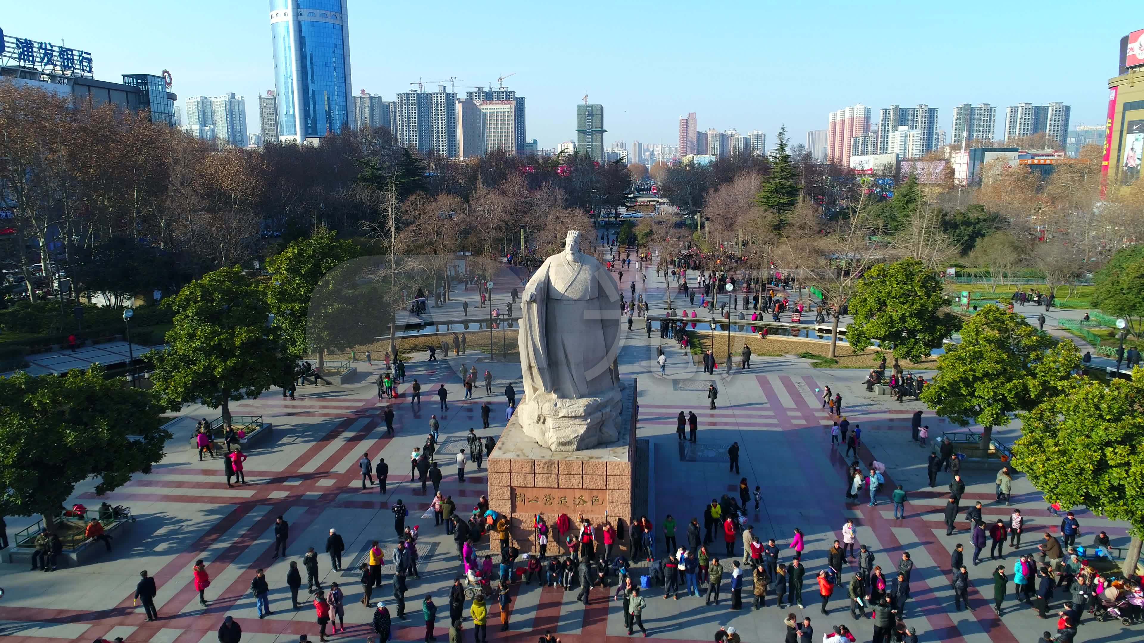 航拍洛阳周王城广场_3840x2160_高清视频素材下载(:)