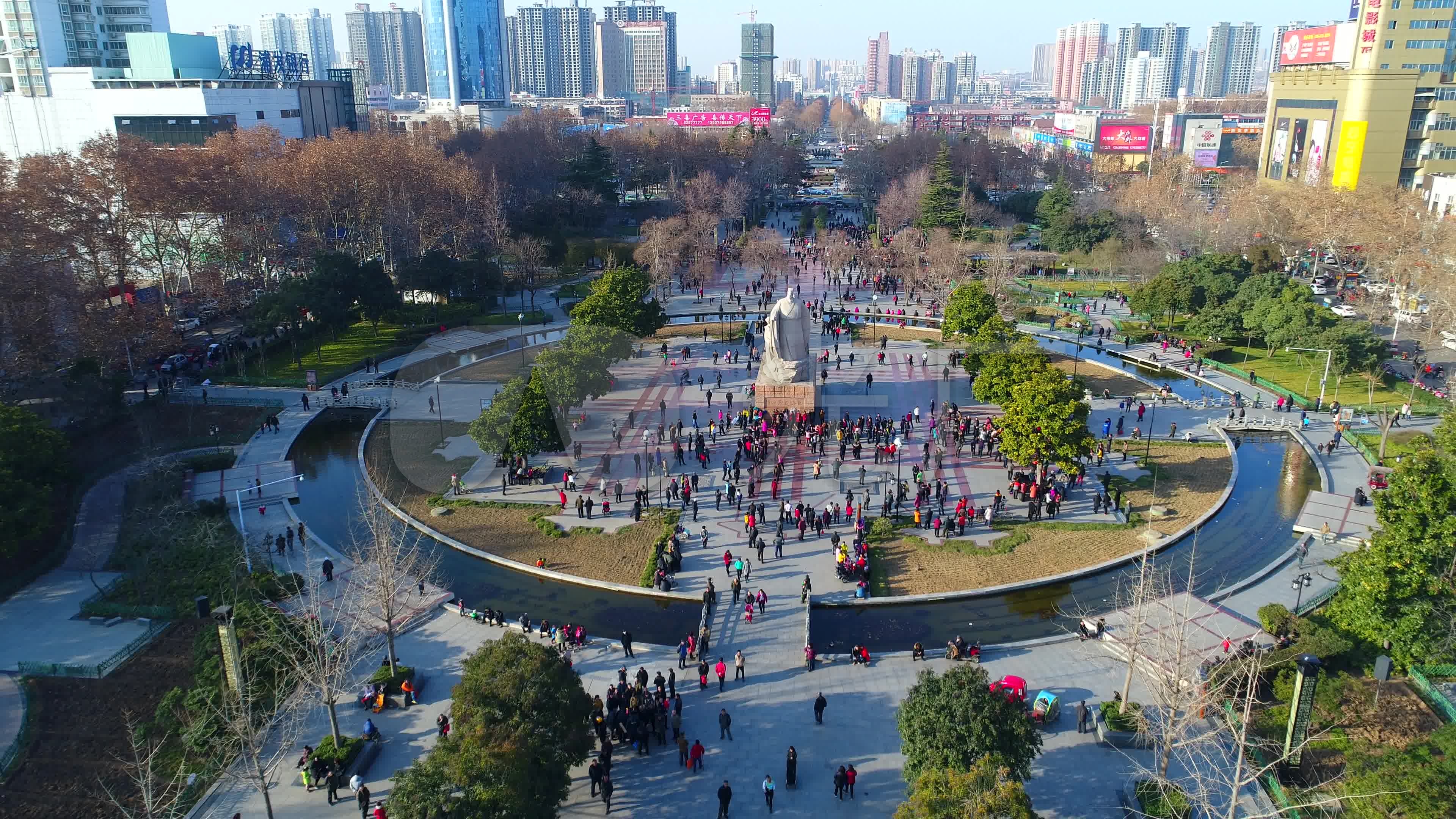 航拍洛阳周王城广场_3840x2160_高清视频素材下载(:)