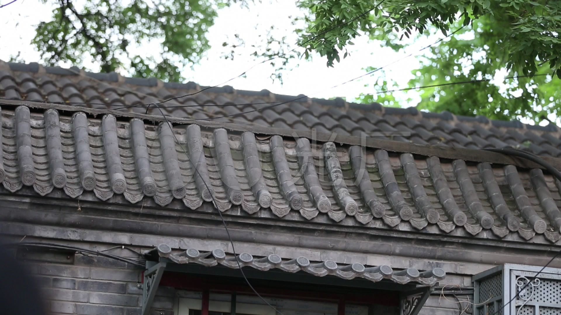 四合院屋顶上的猫和四合院建筑