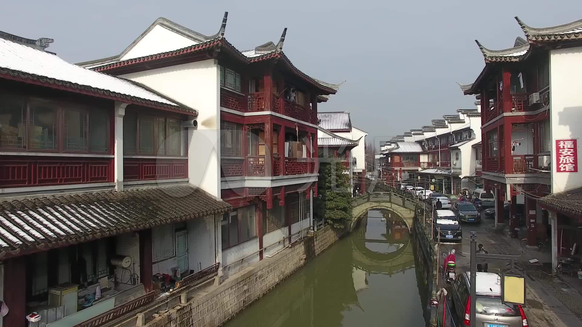航拍上海泗泾老街雪景_1920x1080_高清视频素材下载(编号:3189350)