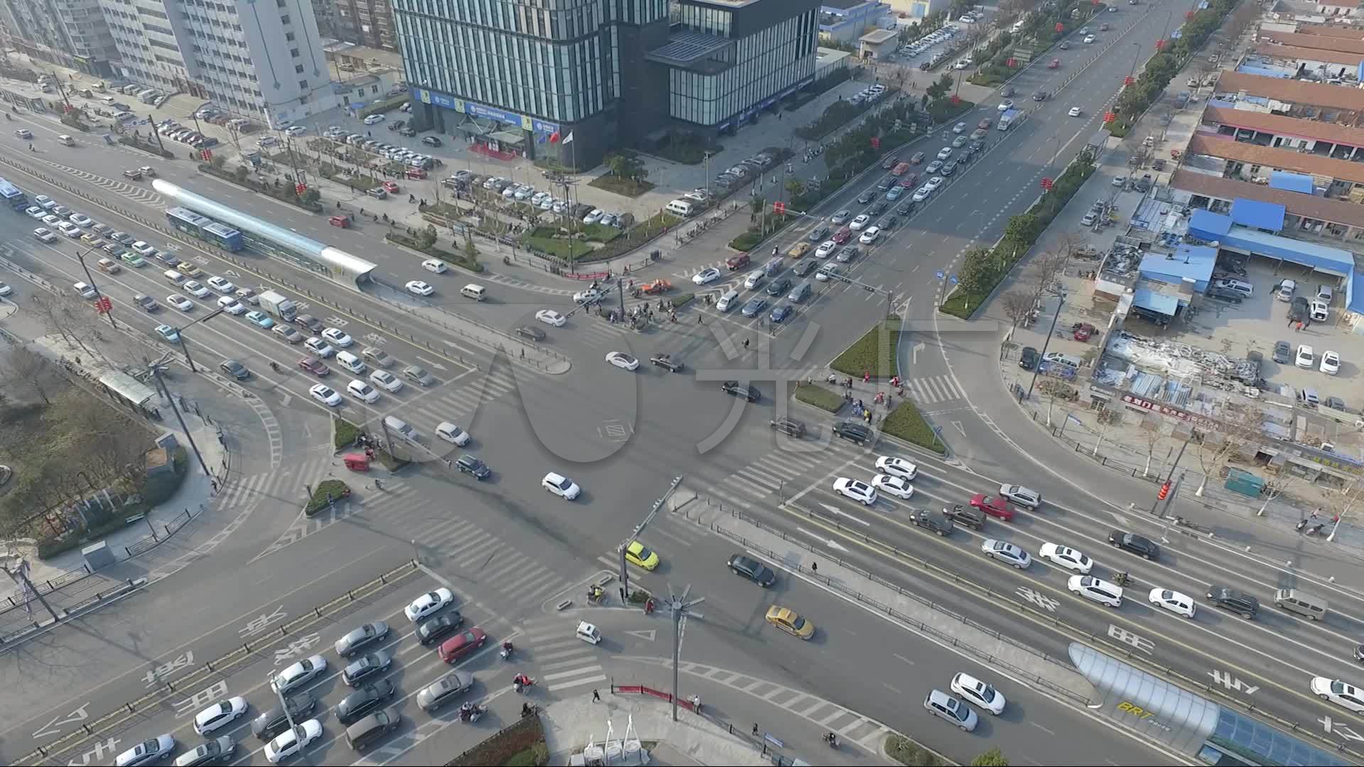 高清十字路口交通航拍