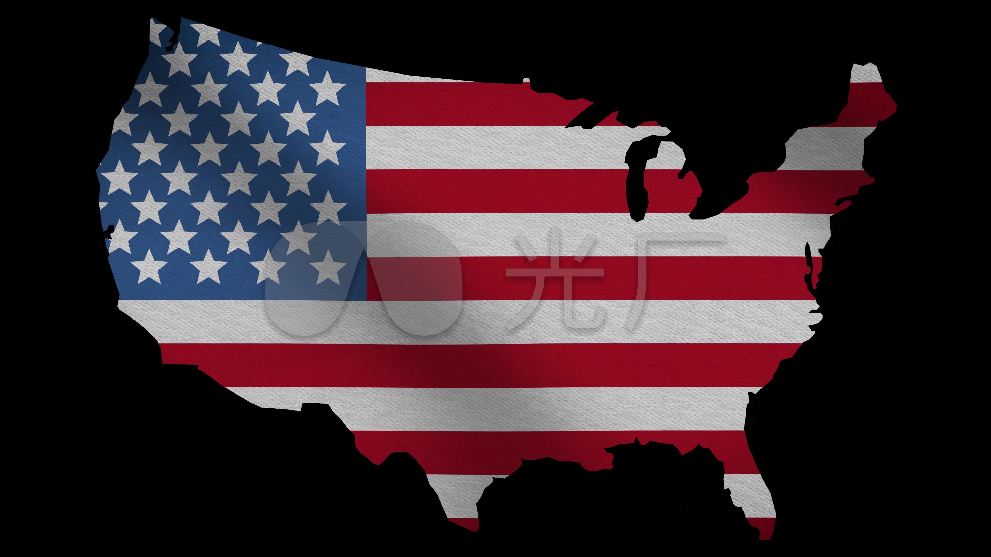 美国国旗地图_3840x2160_高清视频素材下载(编号:)