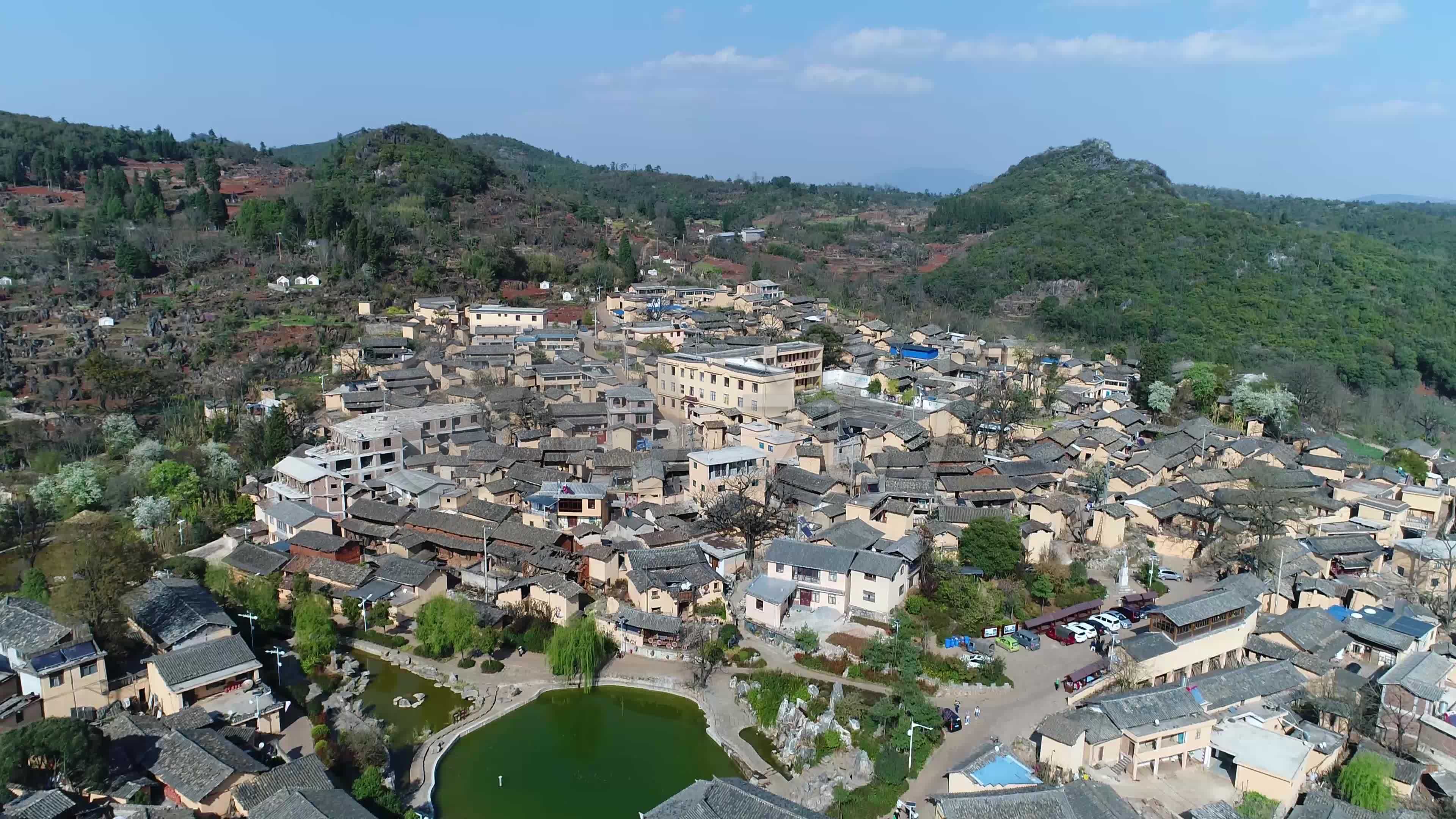 4k弥勒可邑小镇实拍_3840x2160_高清视频素材下载(:)