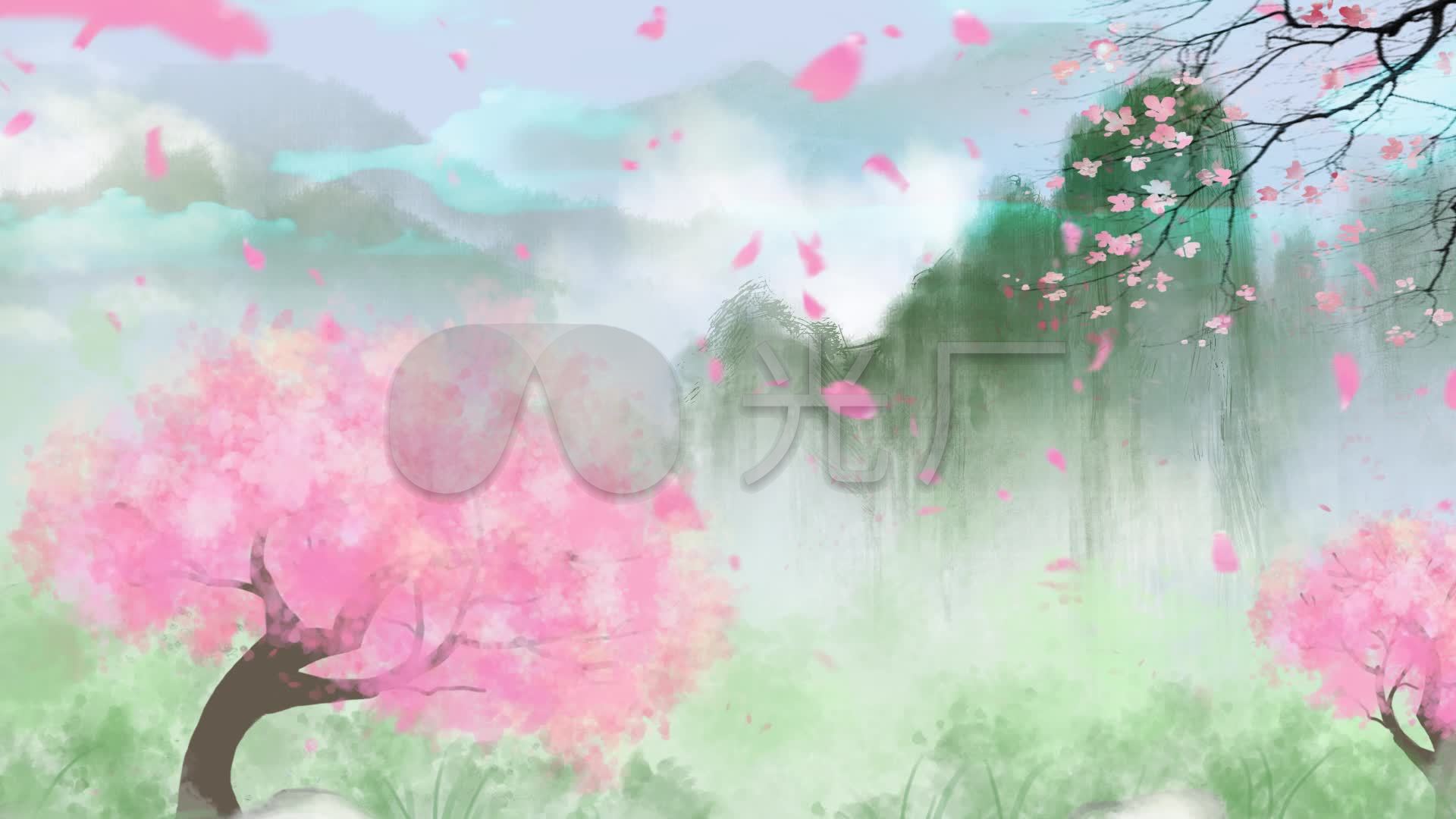 水墨春晓背景