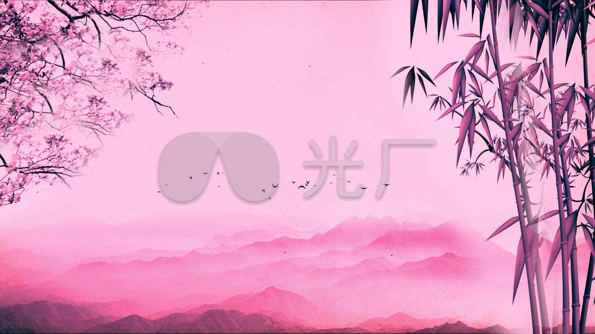 1920x1080中国风壁纸,1920x1080中国风古典 中国风山水画梅花樱花飘落古文化宣传背景_1920x1080