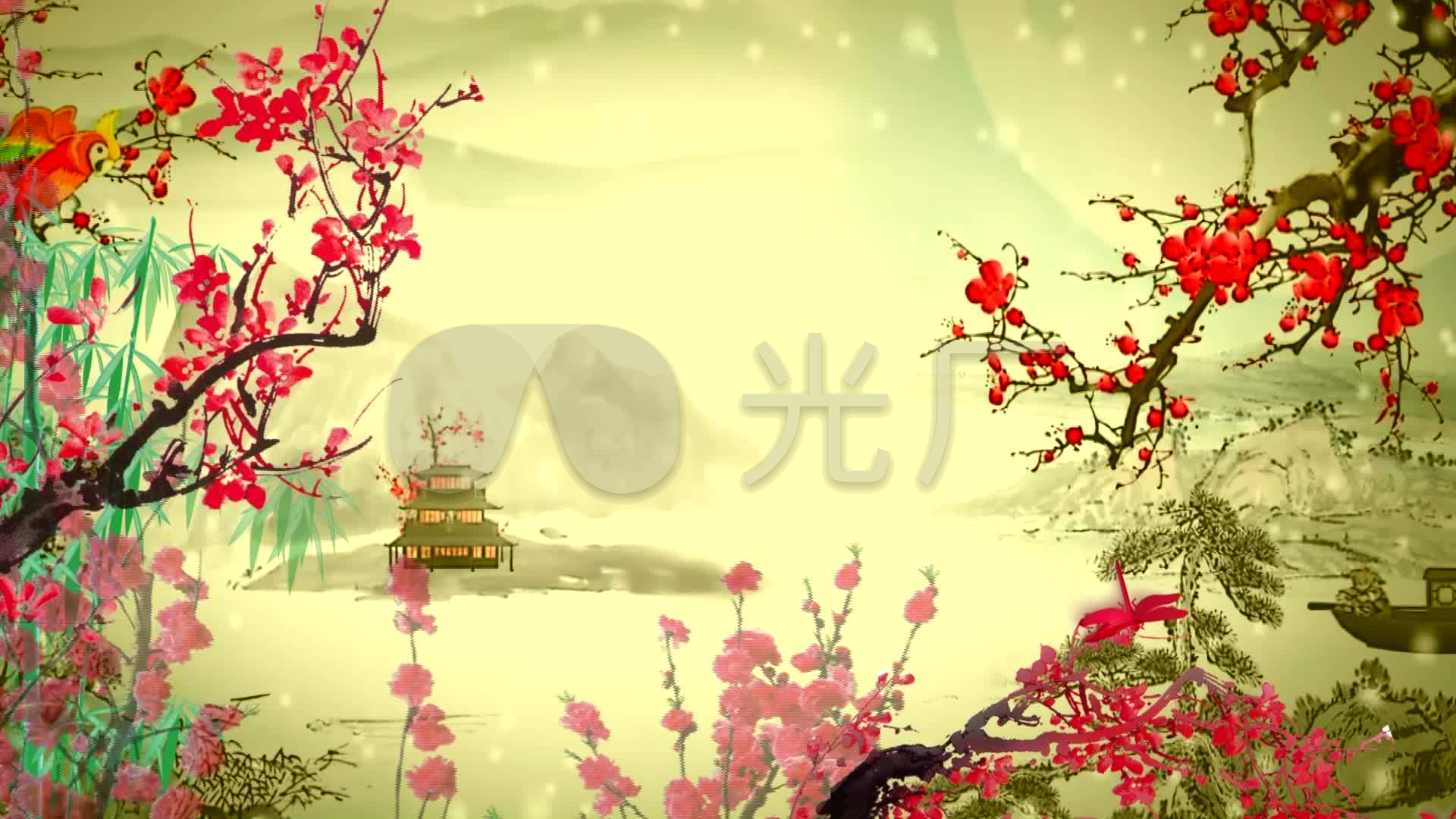 高清唯美中国风梅花戏曲背景视频_1920x1080_高清视频