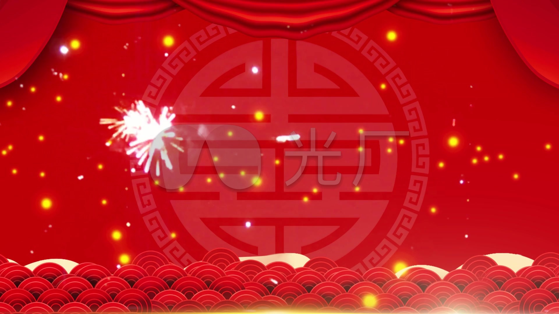 视频素材 舞台背景 中国风背景 2021春节元宵红色喜庆背景 来自视频