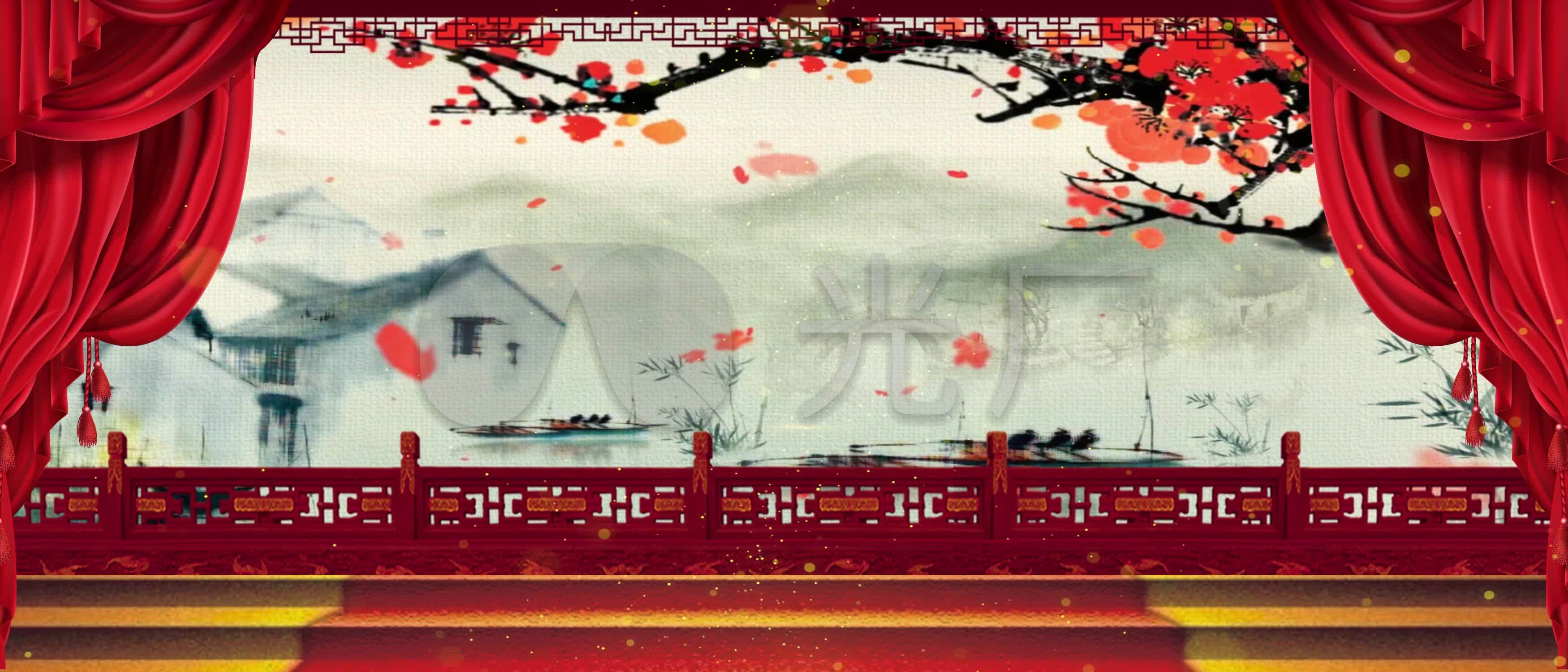 视频素材 舞台背景 场景背景 京剧梅花簪舞台大屏素材