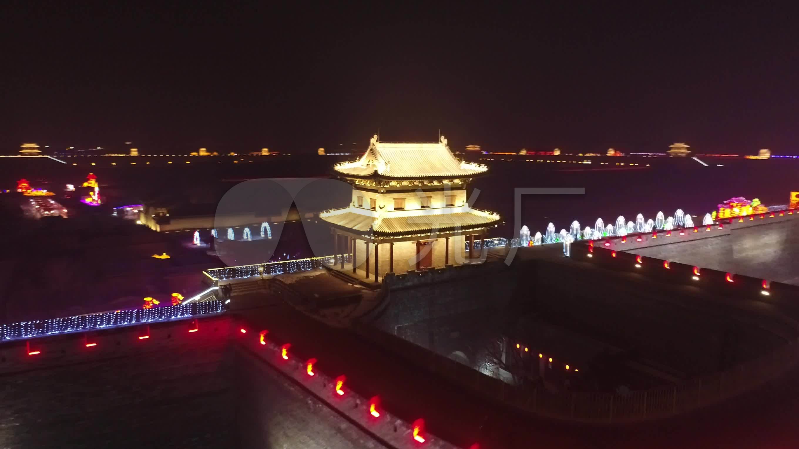 太原明古县城夜景航拍_27200_高清素材
