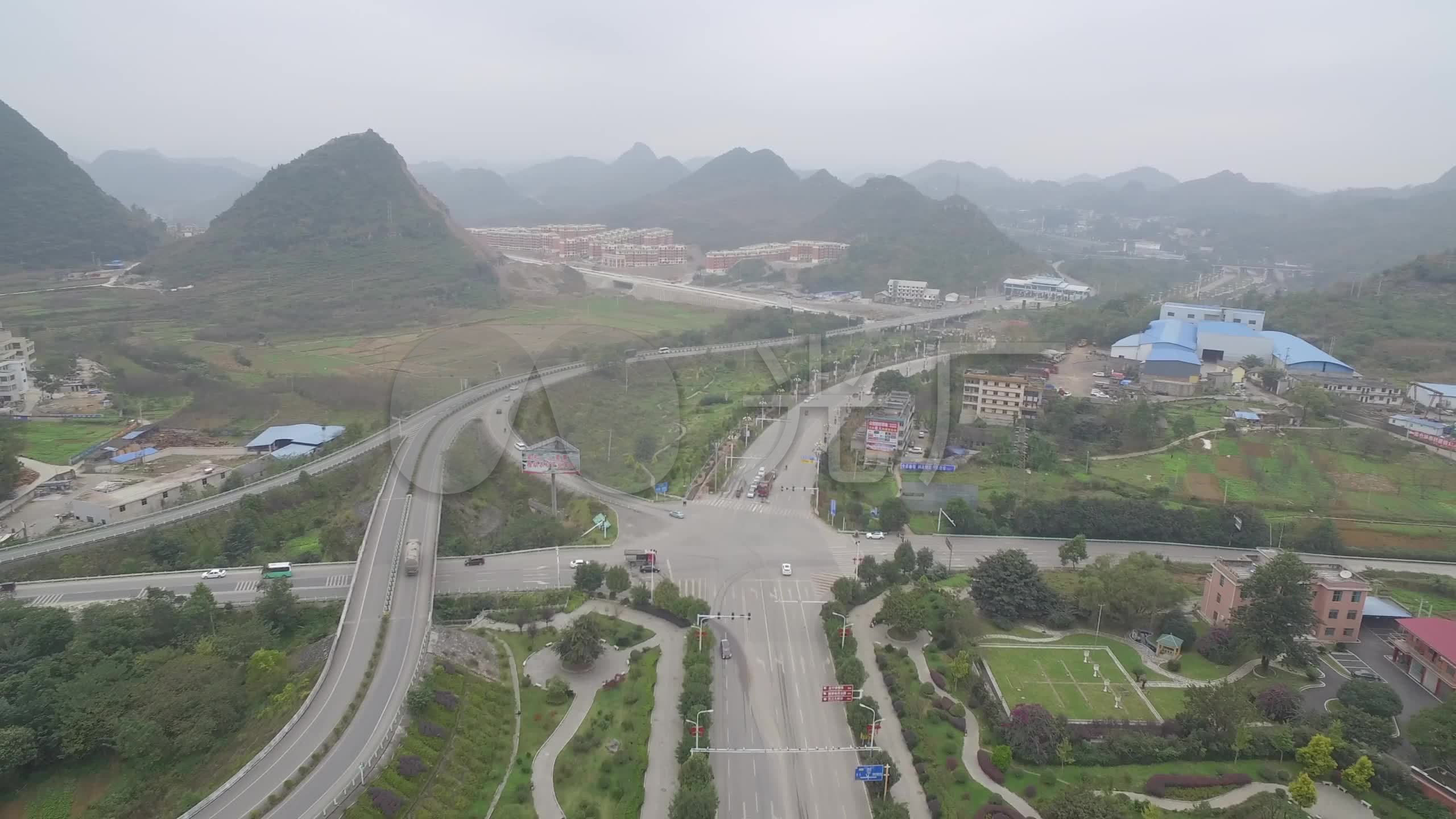 贵州关岭县主要城市道路航拍