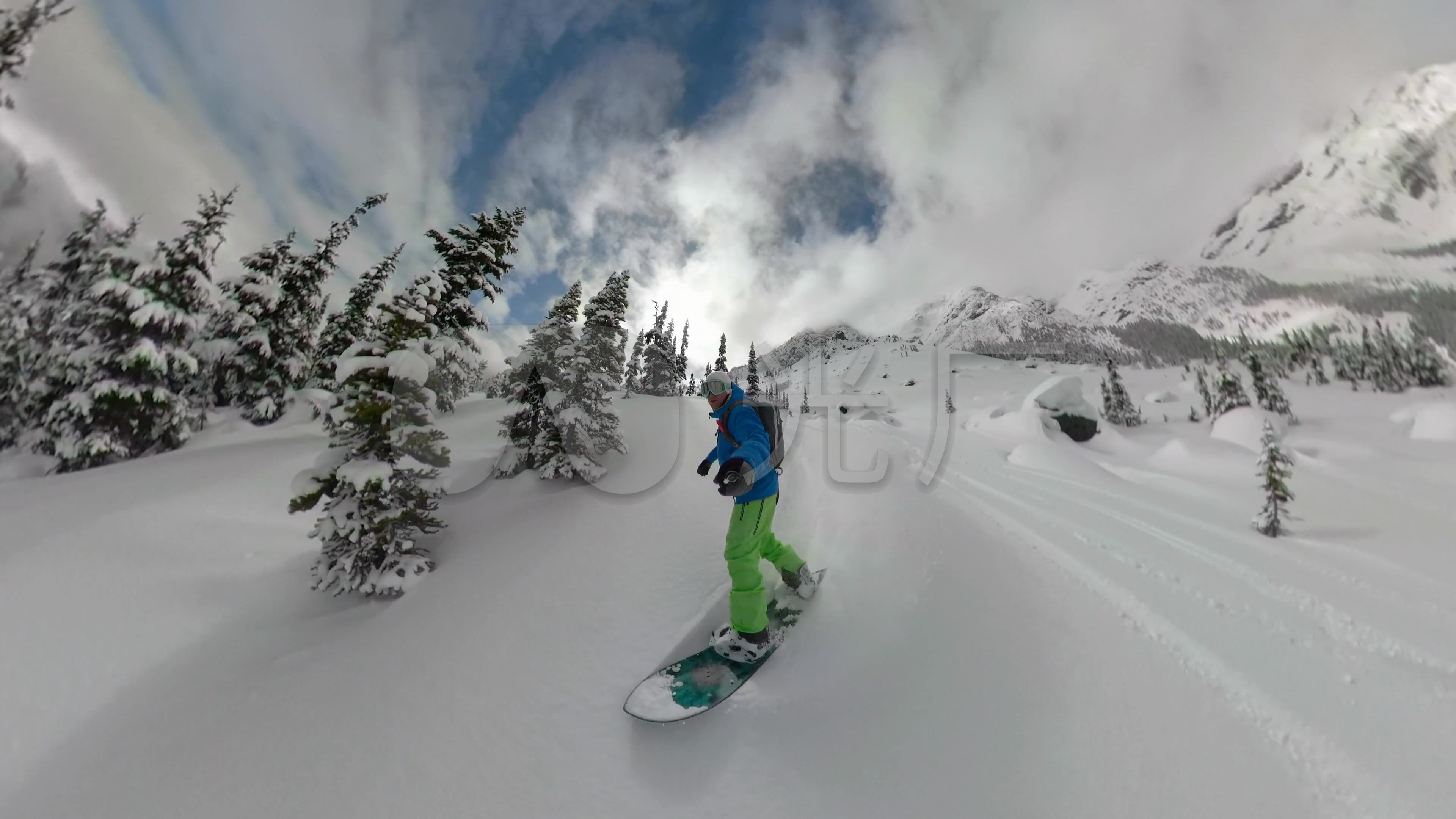 vr360滑雪者极限滑雪运动_3840x2160_高清视频素材(:)