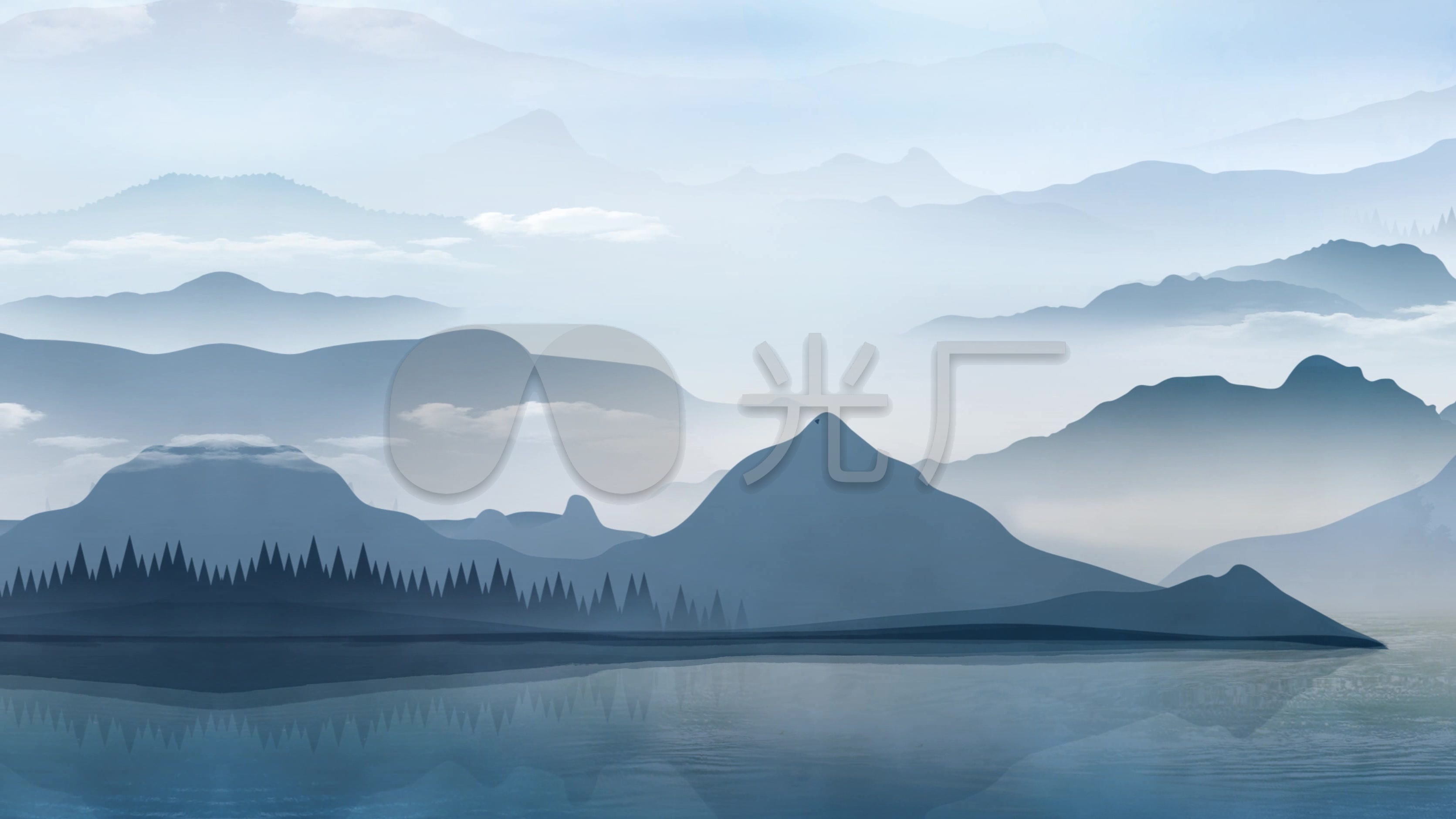 无缝循环中国山水_3344x1880_高清视频素材下载(编号