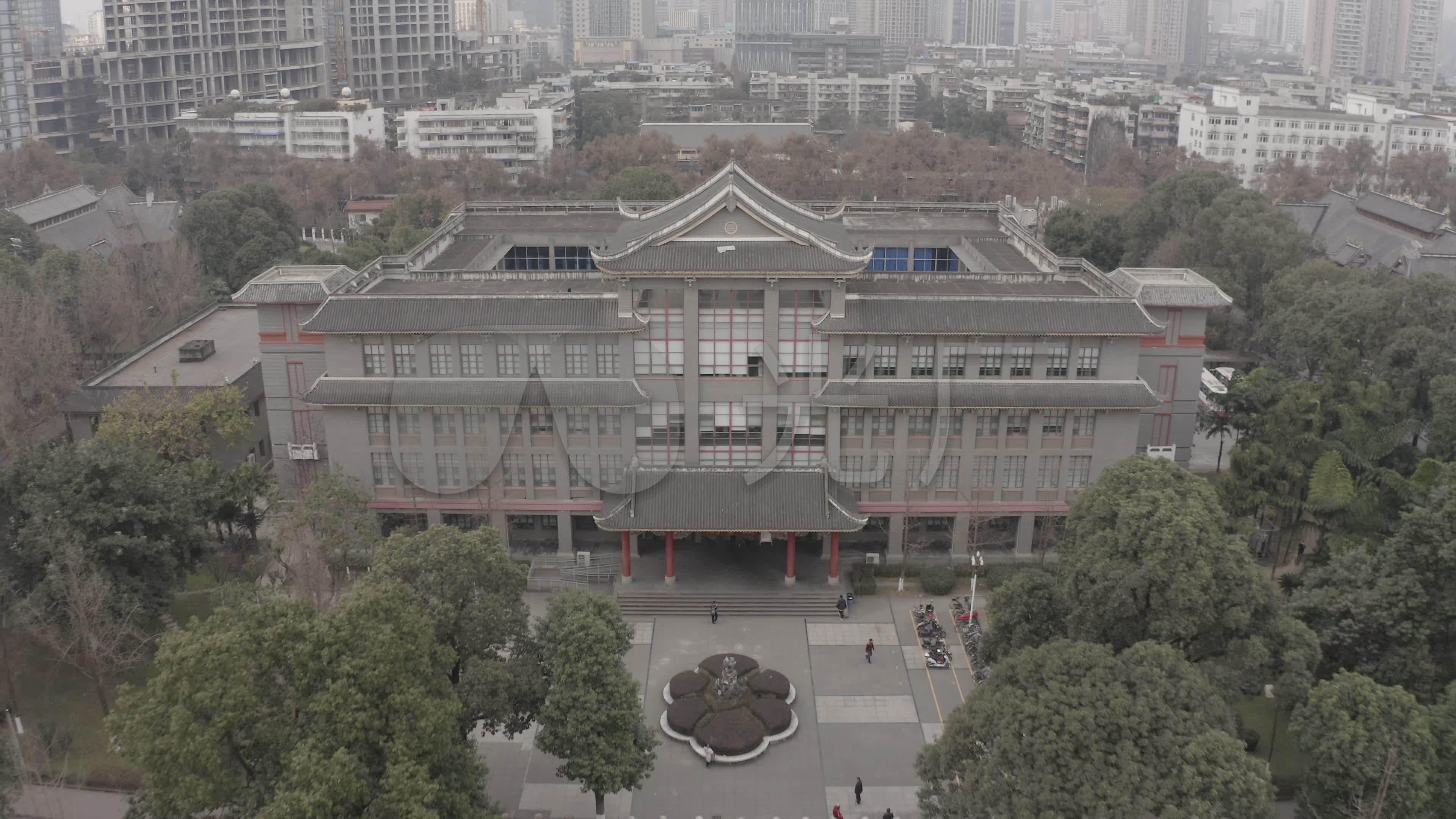 4k-log四川大学华西校区航拍_3840x2160_高清视频素材下载(编号