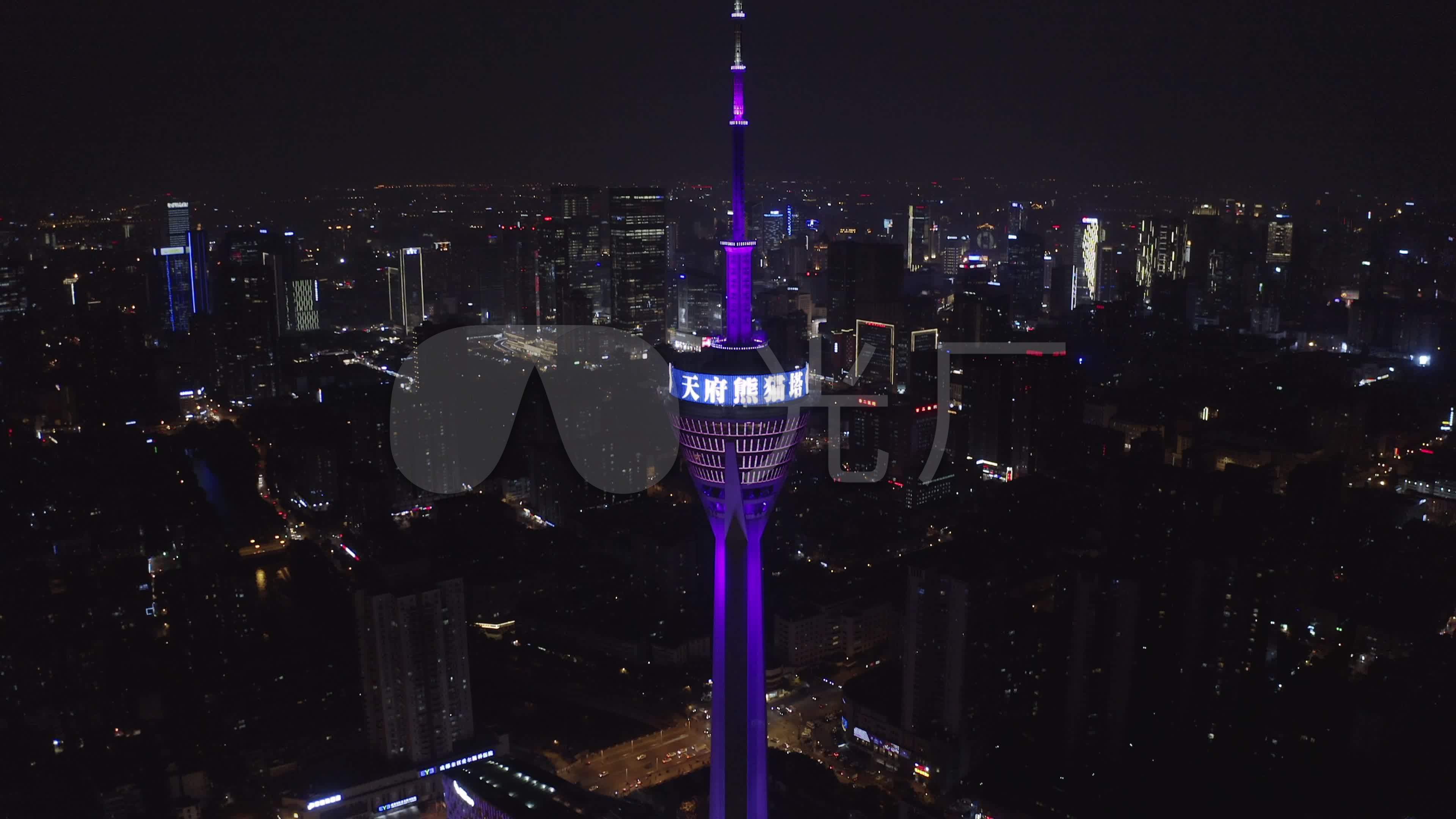 4k-log成都夜景航拍339电视塔航拍_3840x2160_高清视频素材下载(编号