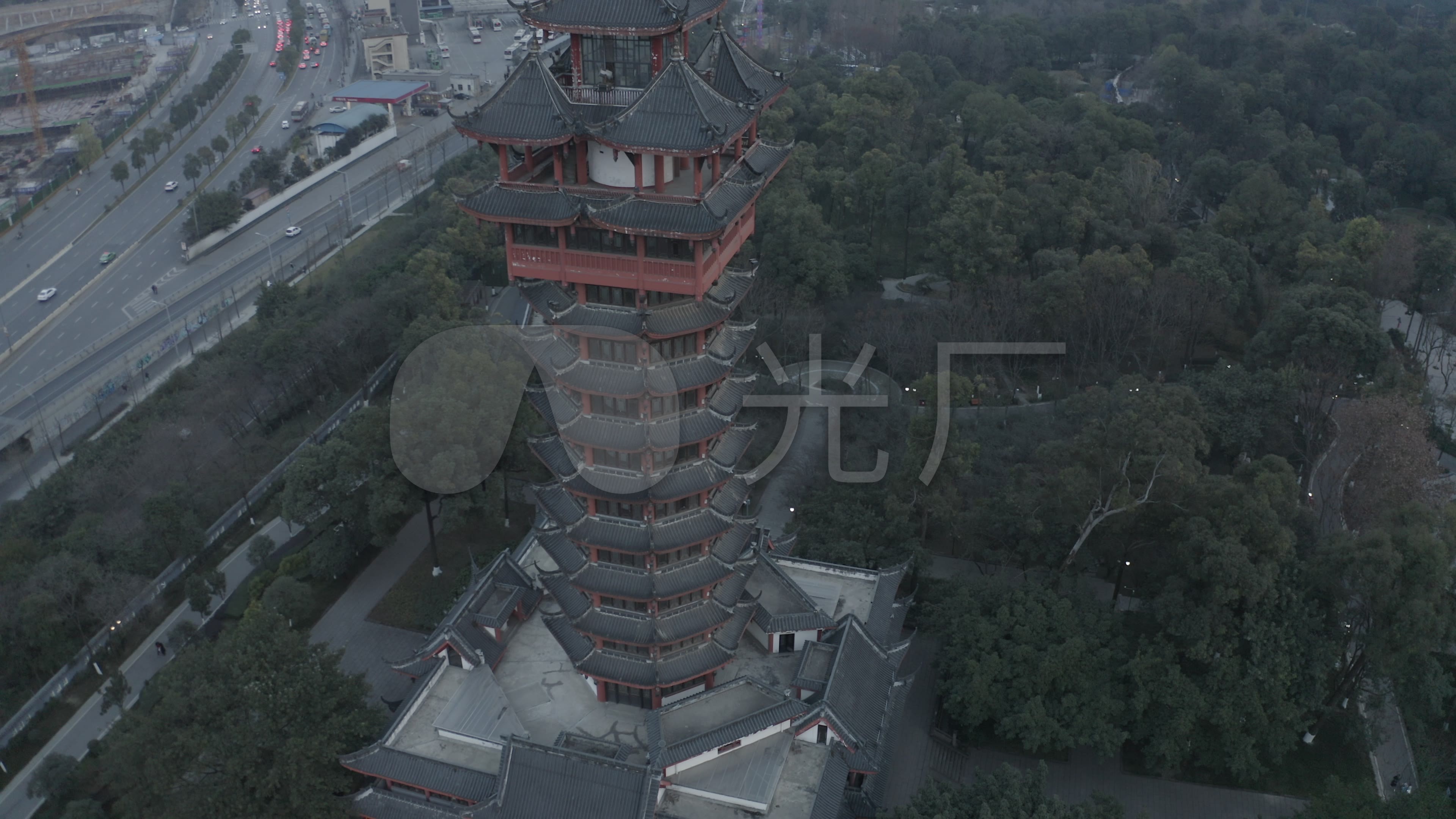 4k-log成都塔子山公园九天塔航拍_3840x2160_高清视频