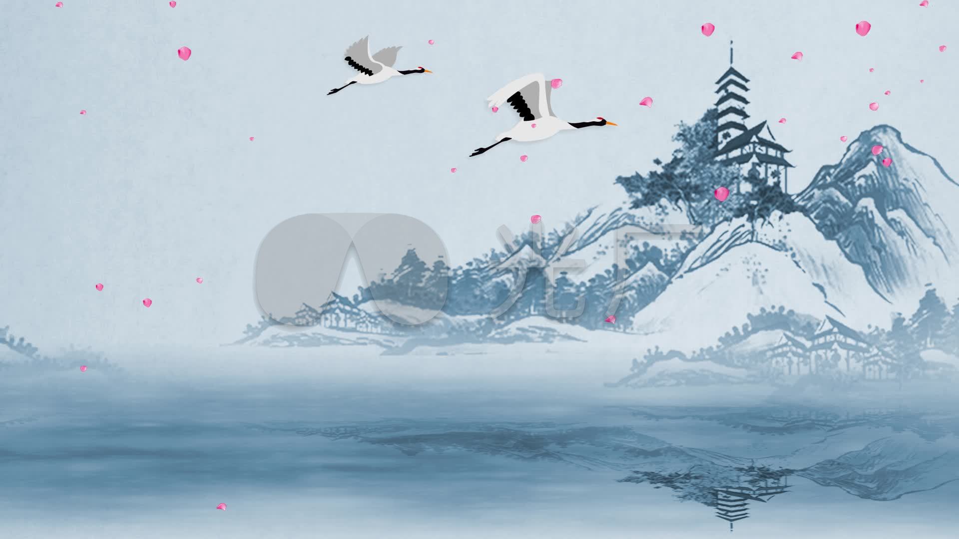 水墨led背景诗朗诵水墨山水主题大屏幕背