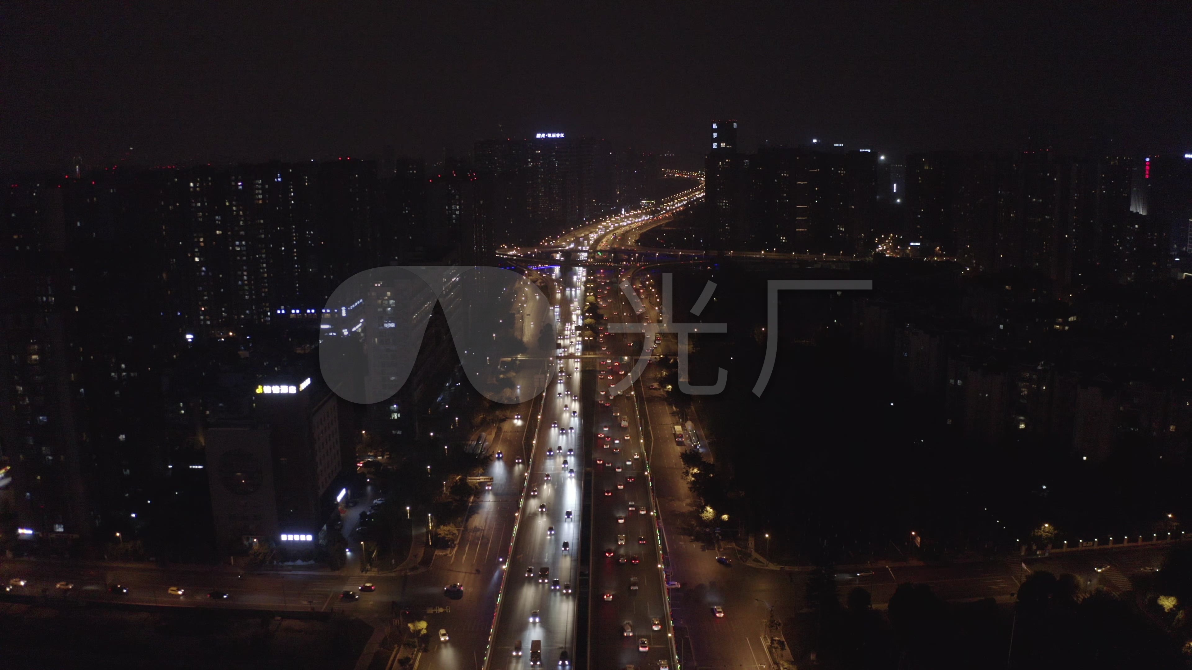 4k-log成都桂溪立交航拍夜景