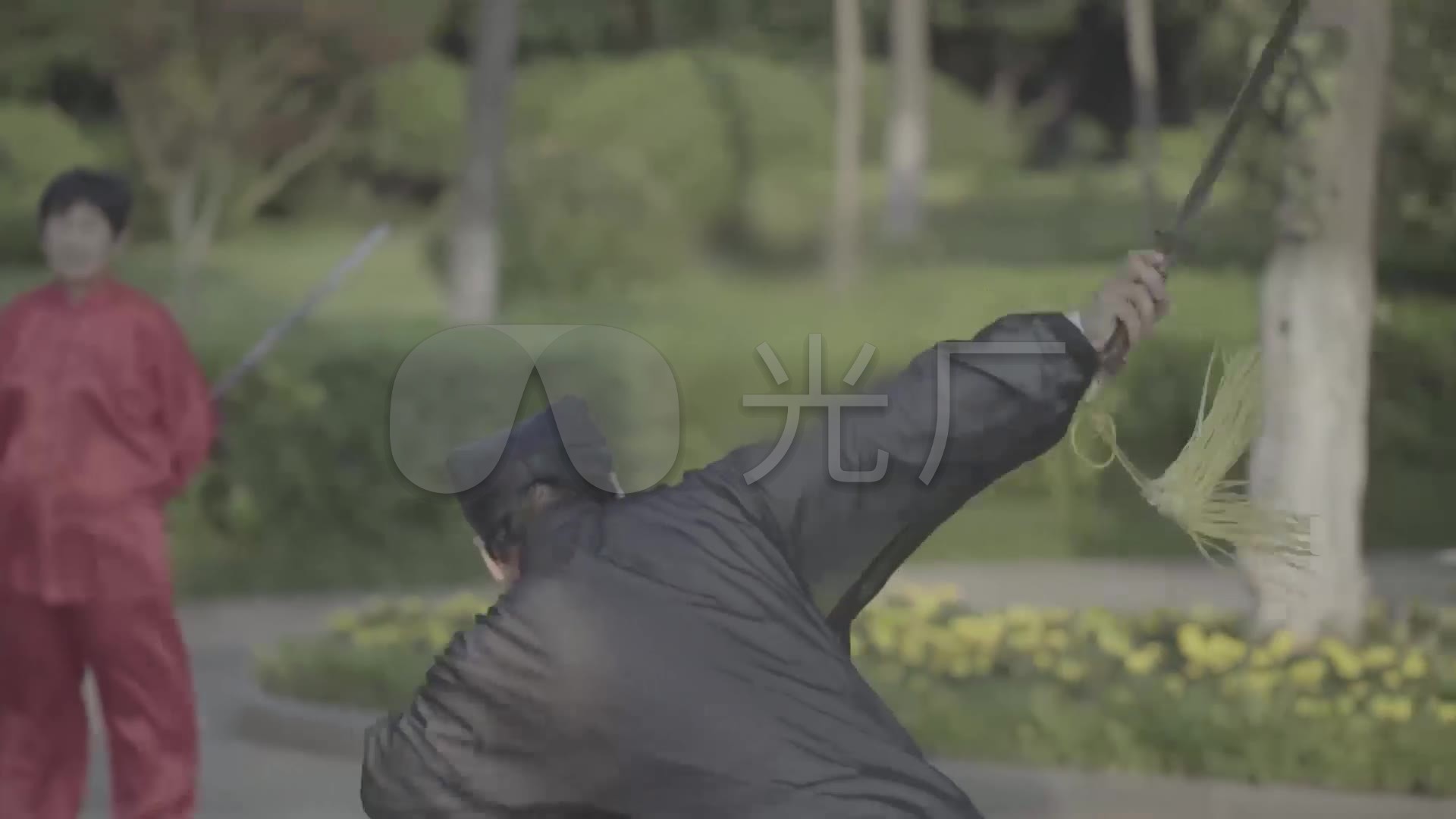 广场道士太极舞剑高帧率带灰度s-log_视频素材包下载