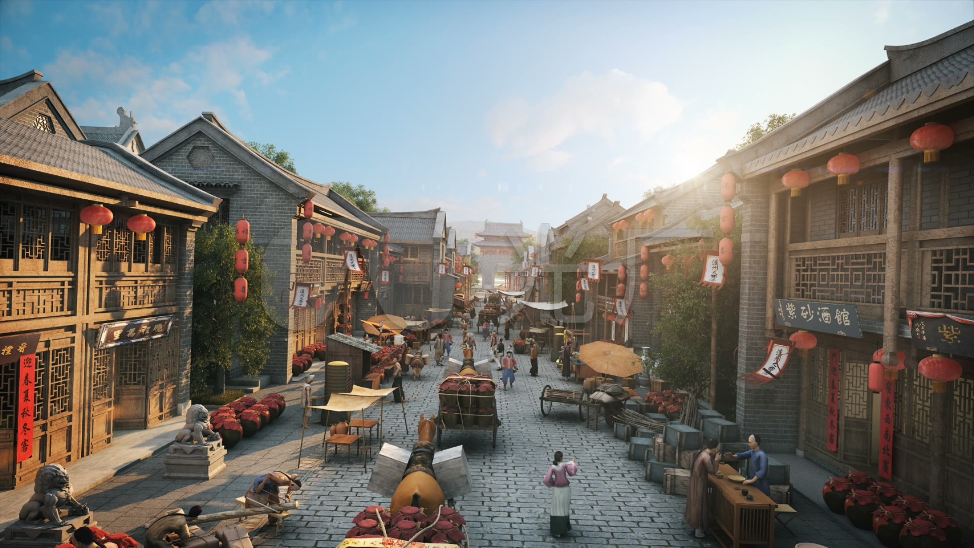 古代三维古街穿梭三维动画_1920x1081_高清视频素材