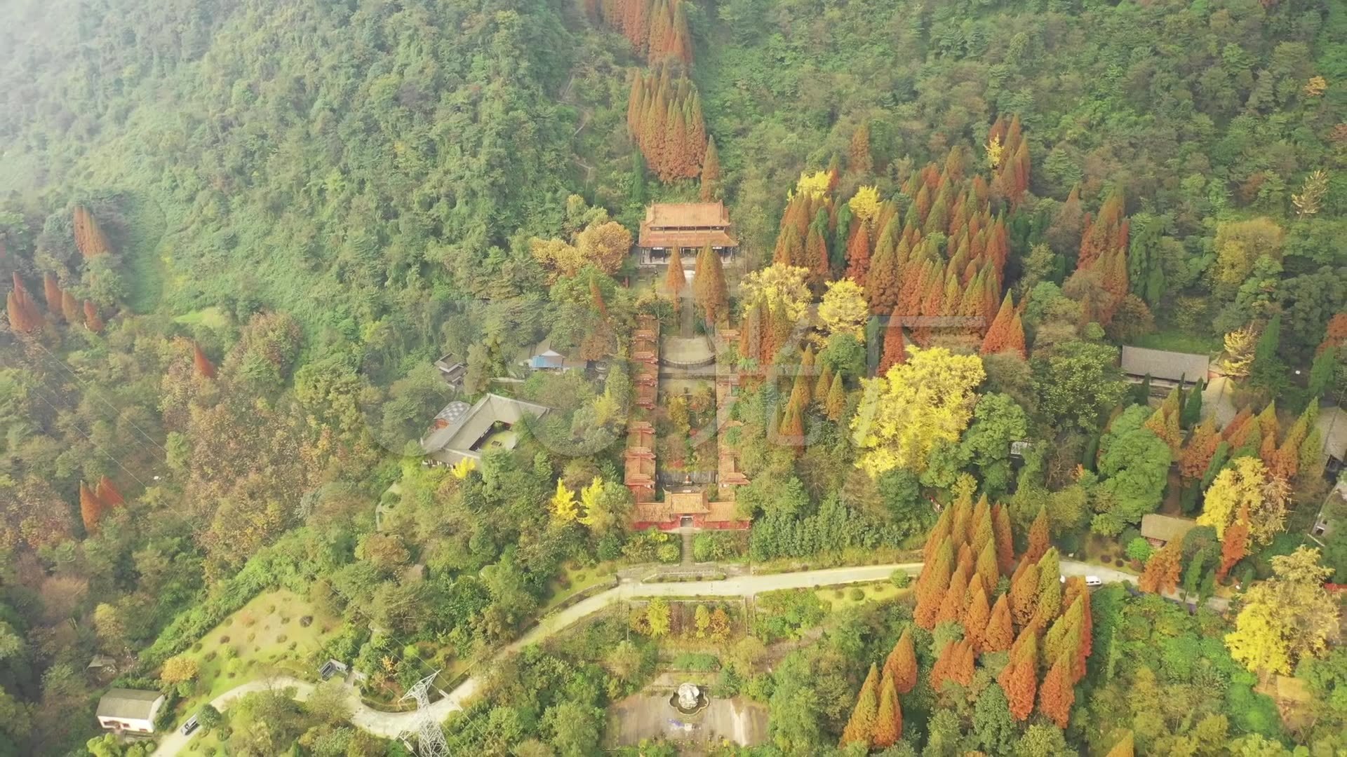 都江堰灵岩山灵岩寺航拍