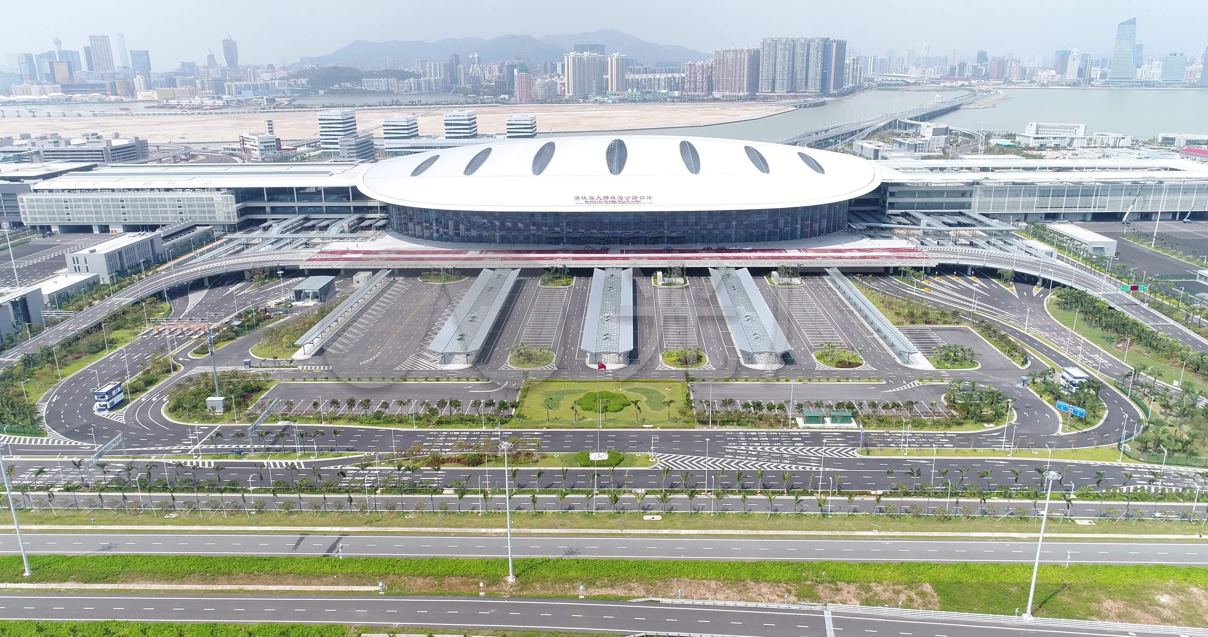 4k航拍港珠澳口岸