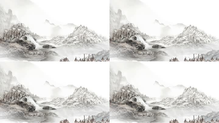 水墨中国风假山透明通道alpha通道