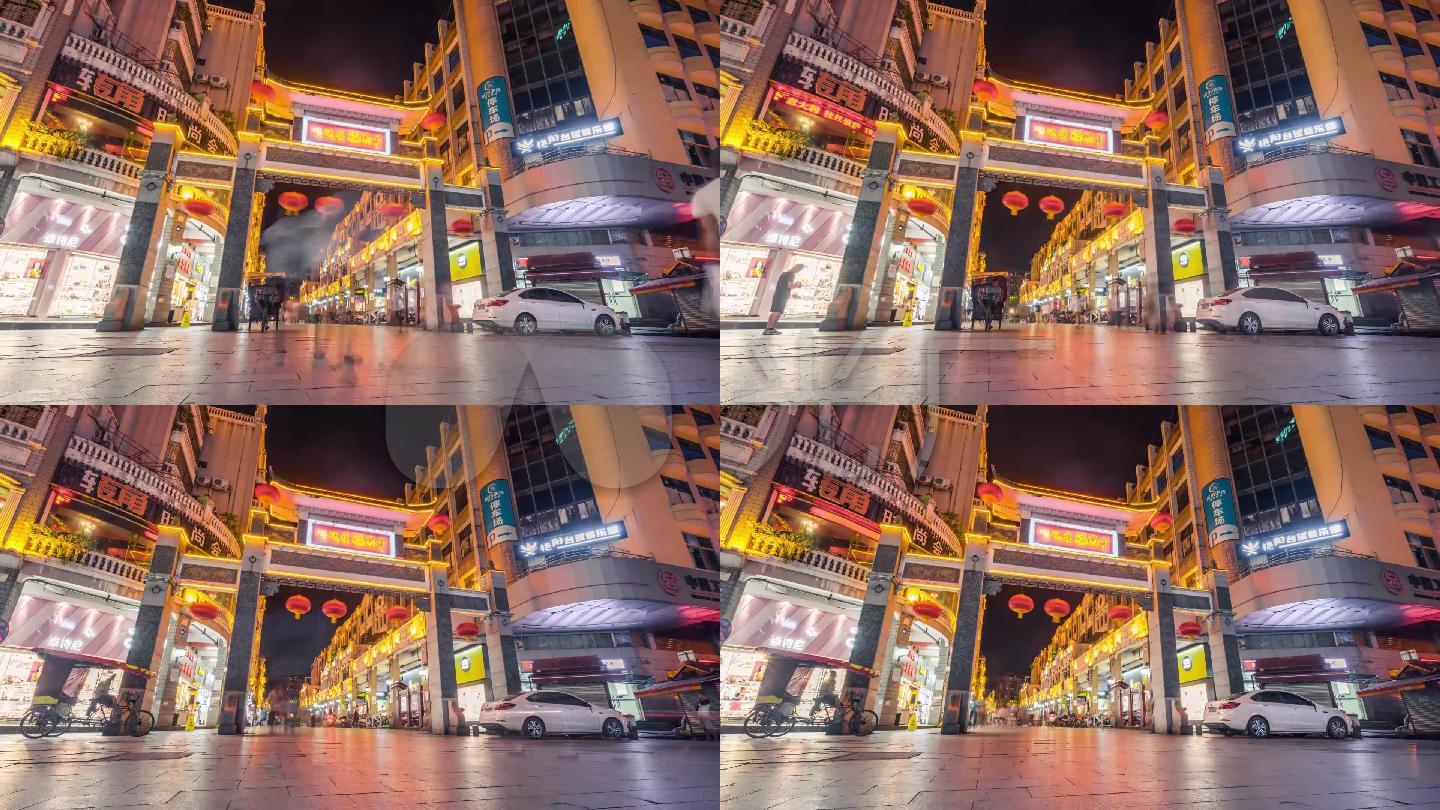 梧州市骑楼城大门夜景延时