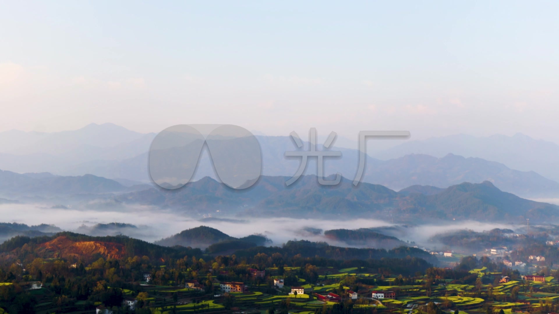 汉中汉山油菜花日出云雾延时摄影_1920x1080_高清视频