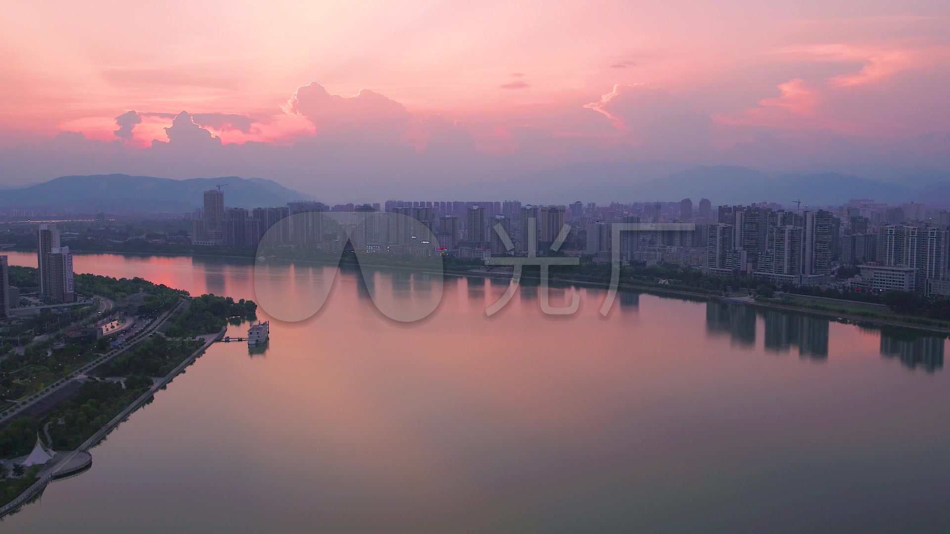 汉中汉江夕阳航拍
