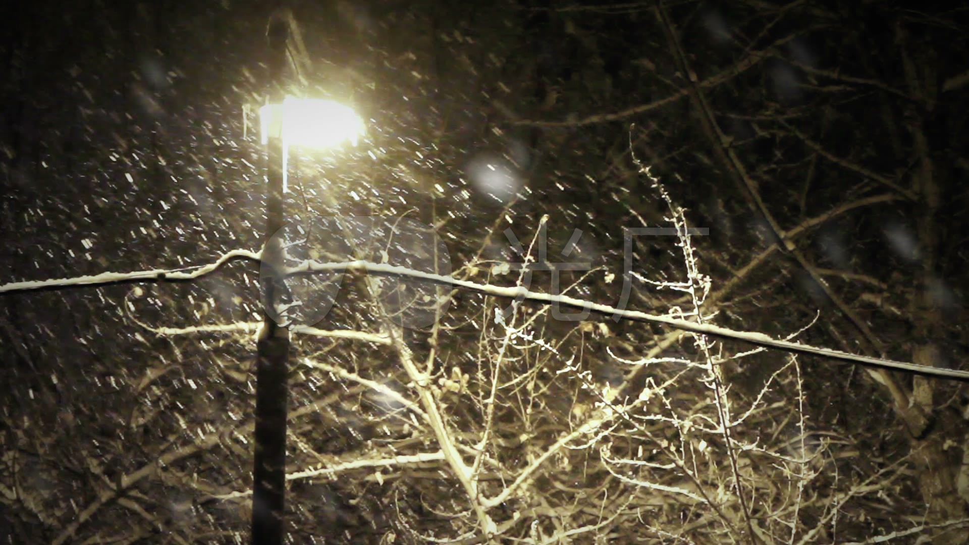下雪城市路灯,城市夜景,城市灯光_1920x1080_高清视频素材下载(编号
