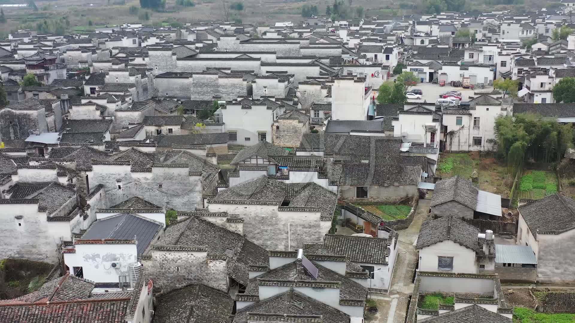 徽州 古村落 南屏村 景色 风貌 航拍
