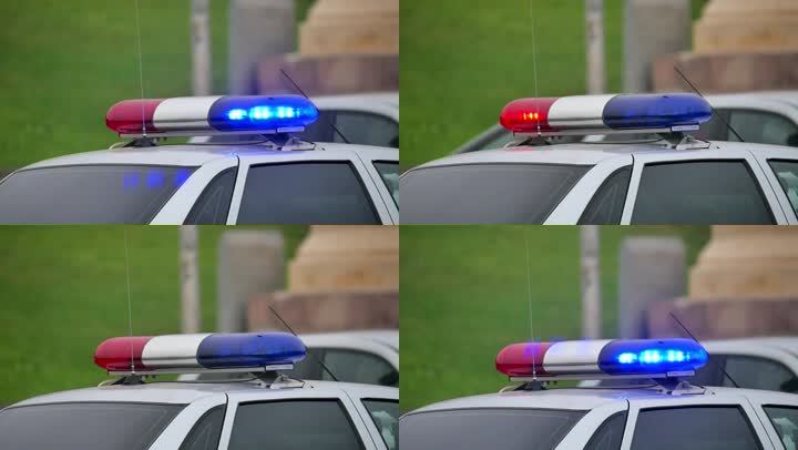 警车灯闪烁警察犯罪正义