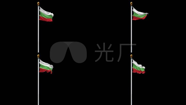 保加利亚共和国国旗旗帜飘扬带通道