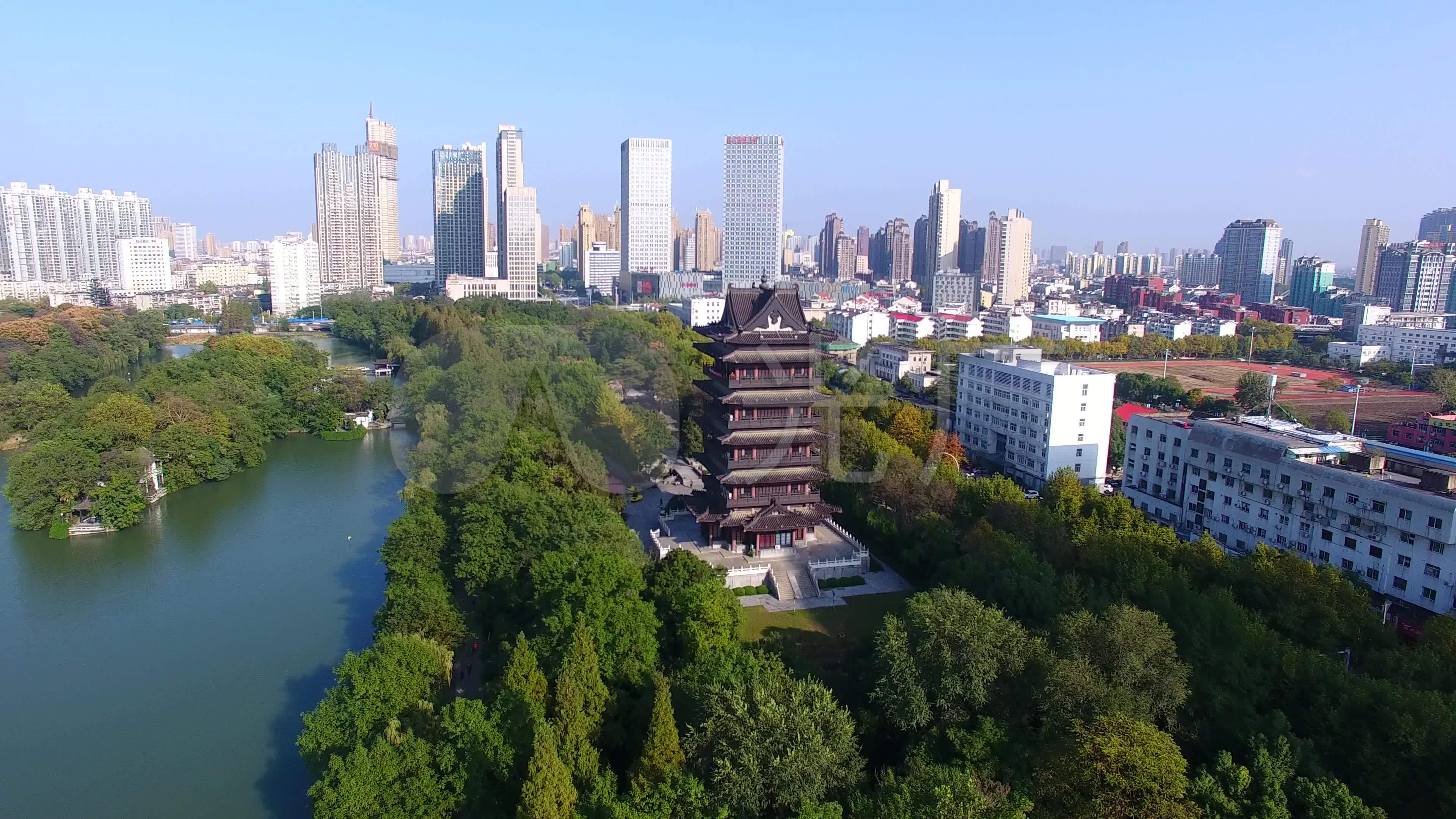 合肥包河区清风阁_3840x2160_高清视频素材下载(编号:3326314)_实拍