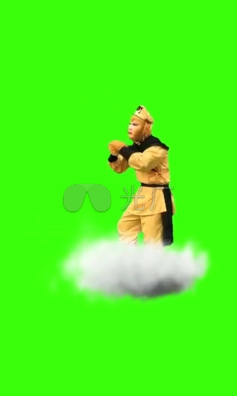 孙悟空腾云驾雾的绿幕抠像素材_480x800_高清视频素材