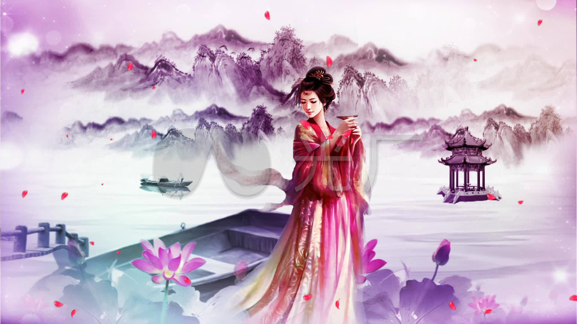 女儿情配乐成品水墨中国风背景
