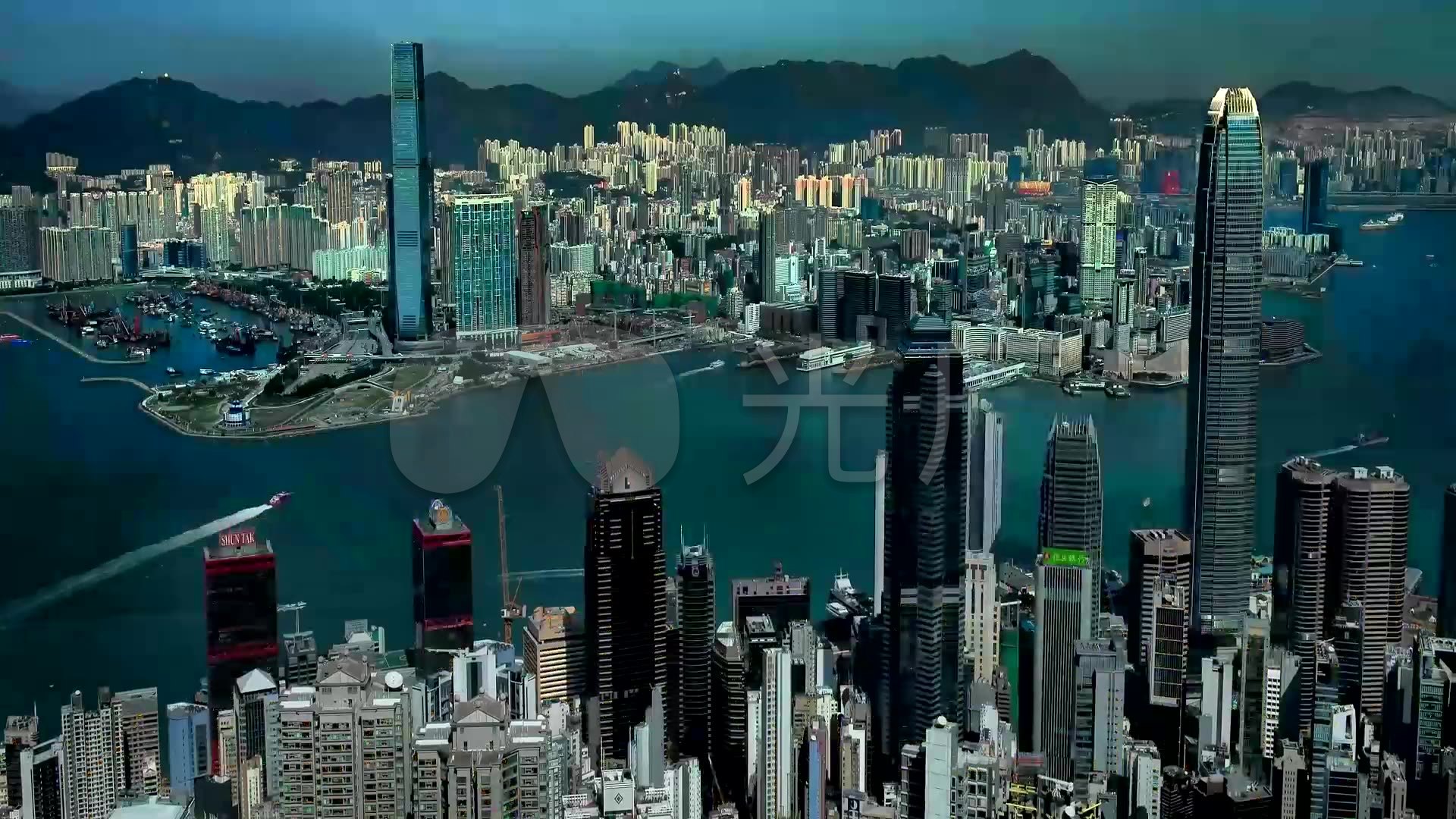 航拍香港美丽夜景