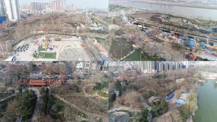 航拍咸阳渭滨公园