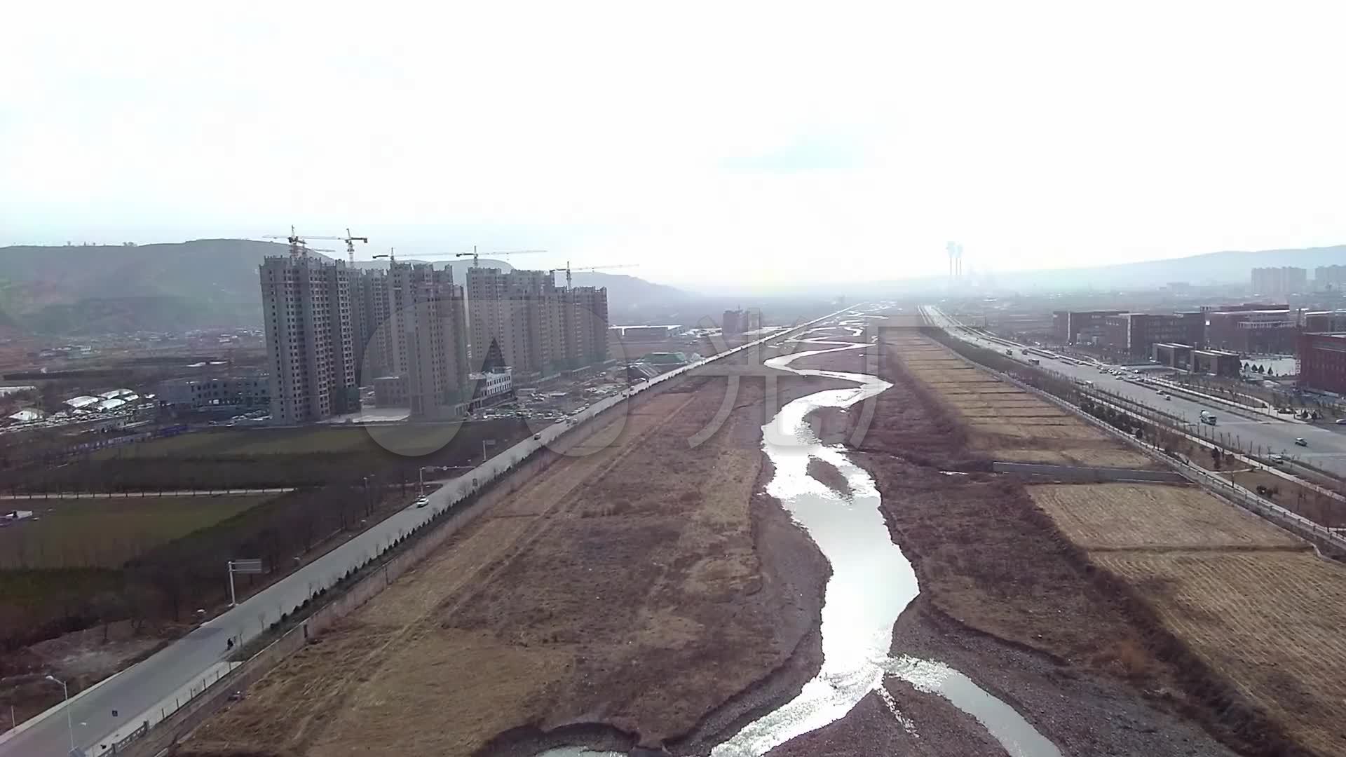 航拍平凉泾河滩_1920x1080_高清视频素材下载(编号:)