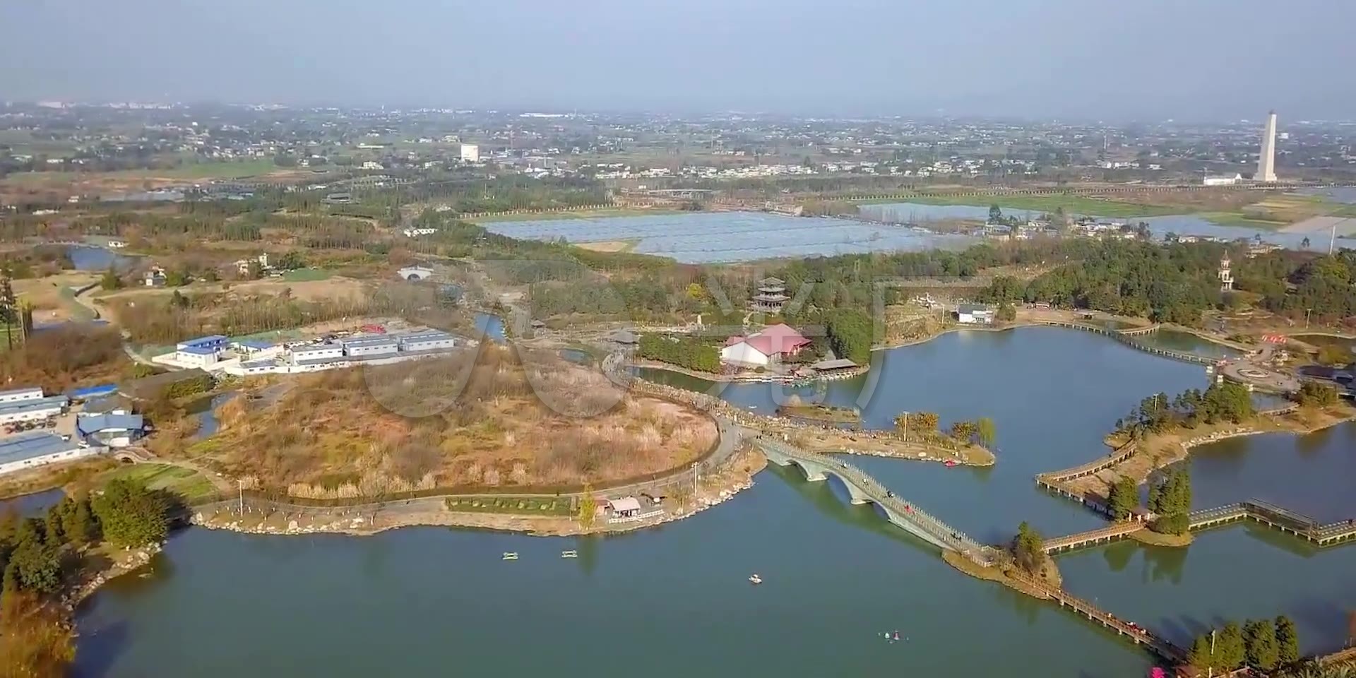 青白江凤凰湖湿地公园航拍