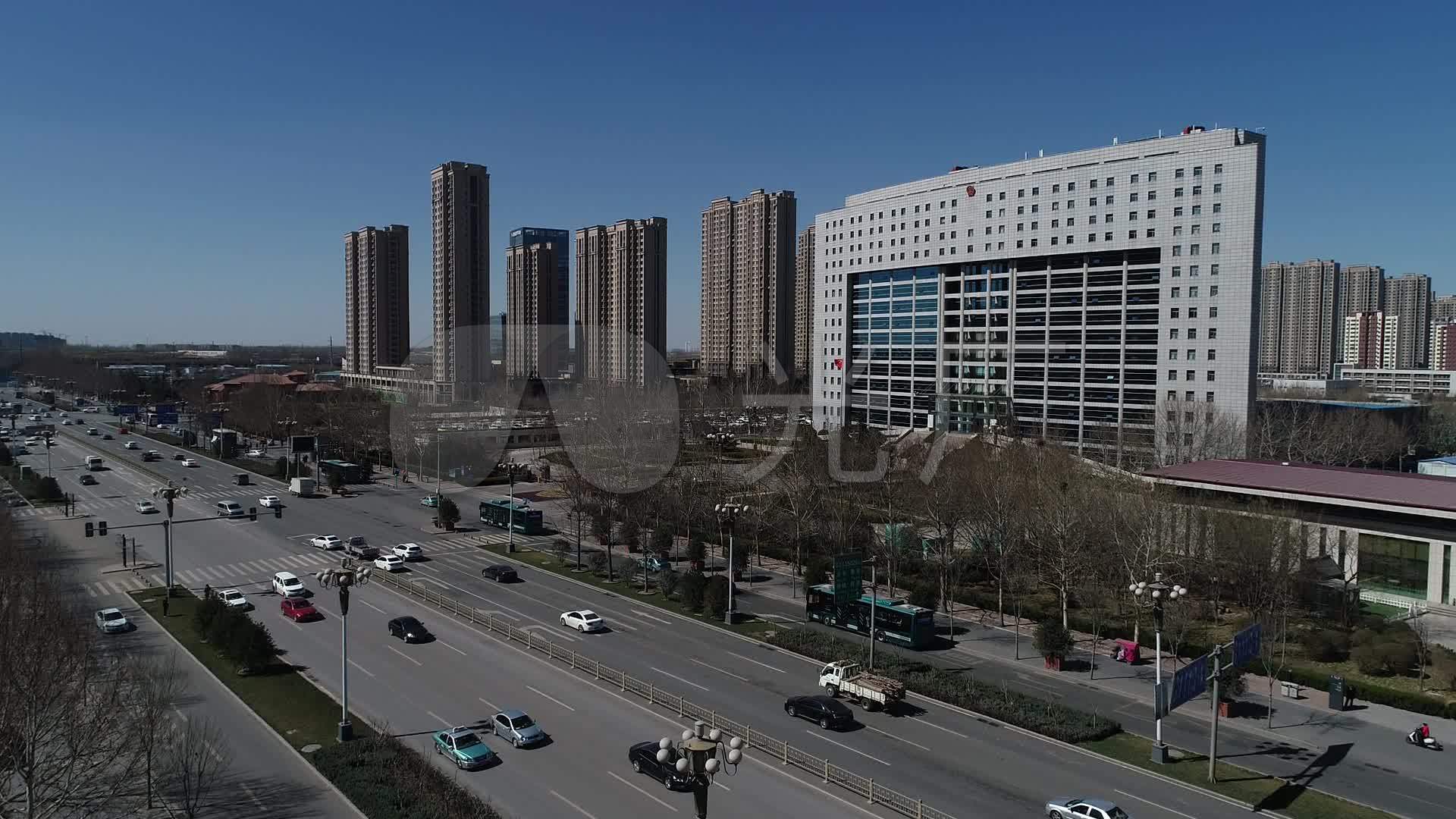 济南市槐荫区政府经十路航拍_1920x1080_高清视频素材