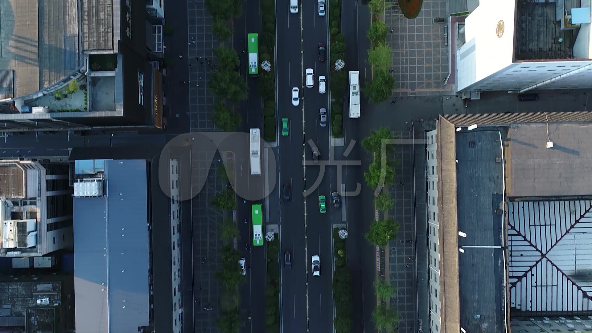 城市高空街道俯视车流航拍_01080_高清素材