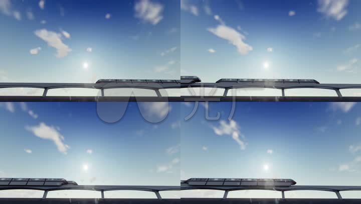 【4k】3d火车动车和谐号仰拍