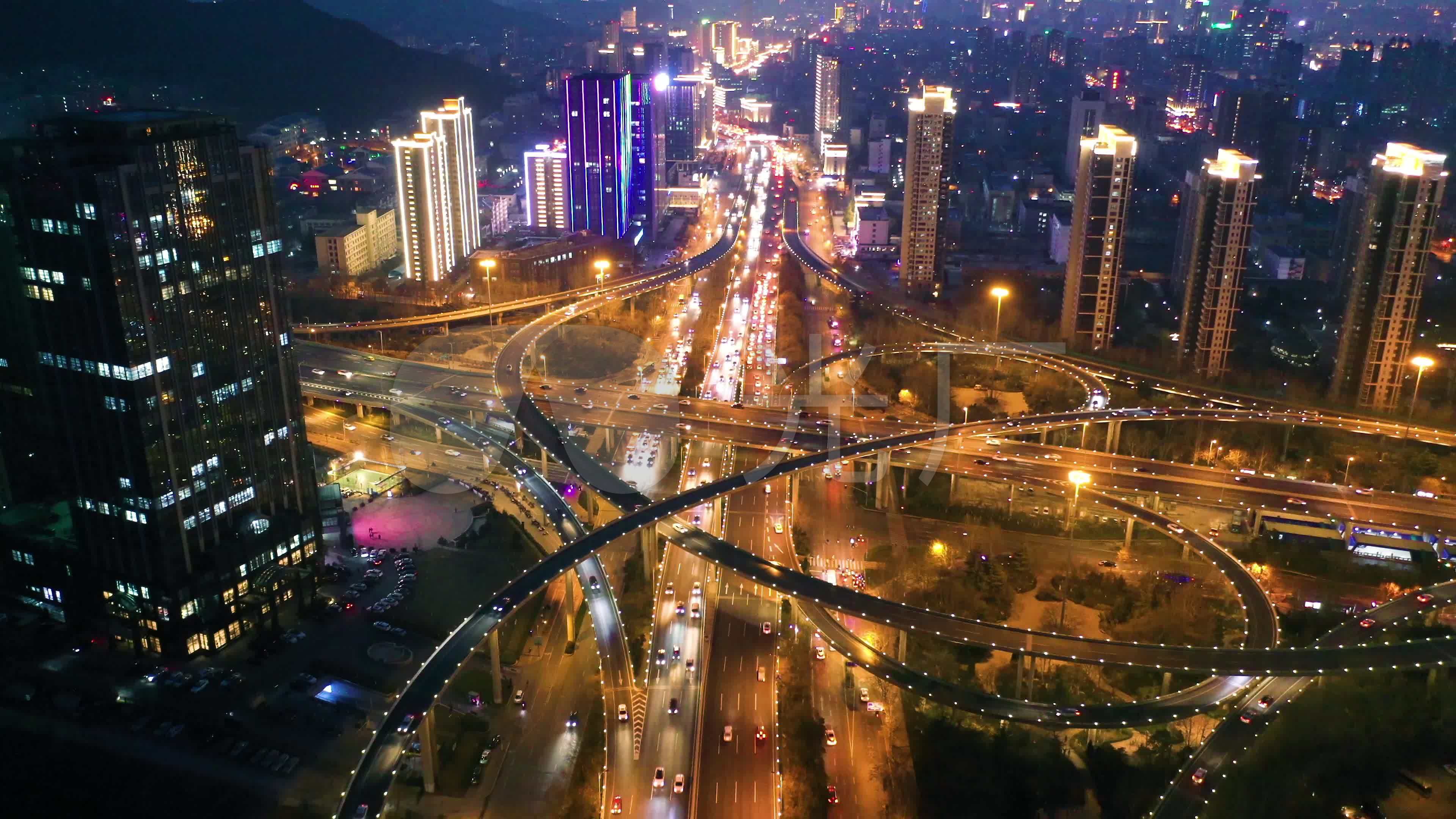 4k航拍山东立交桥夜景