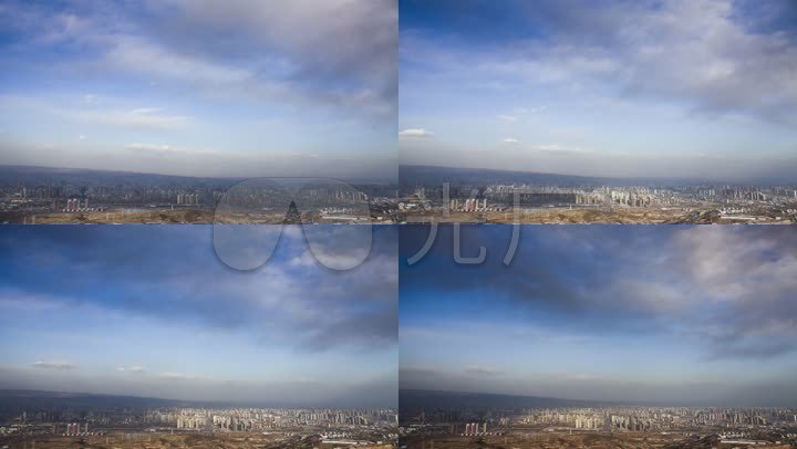 山西太原城市全景云雾光影