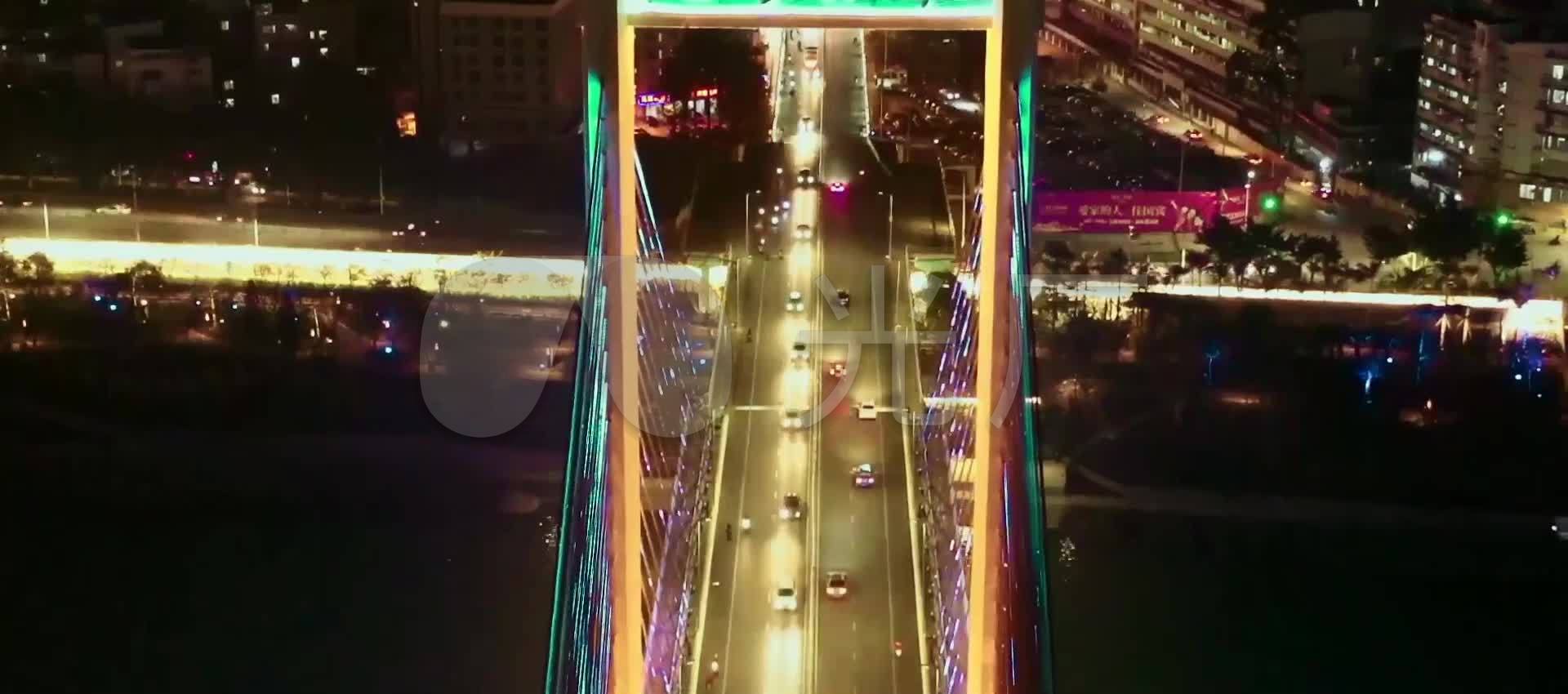 南宁白沙大桥夜景航拍_1920x850_高清视频素材下载(编号:3383602)