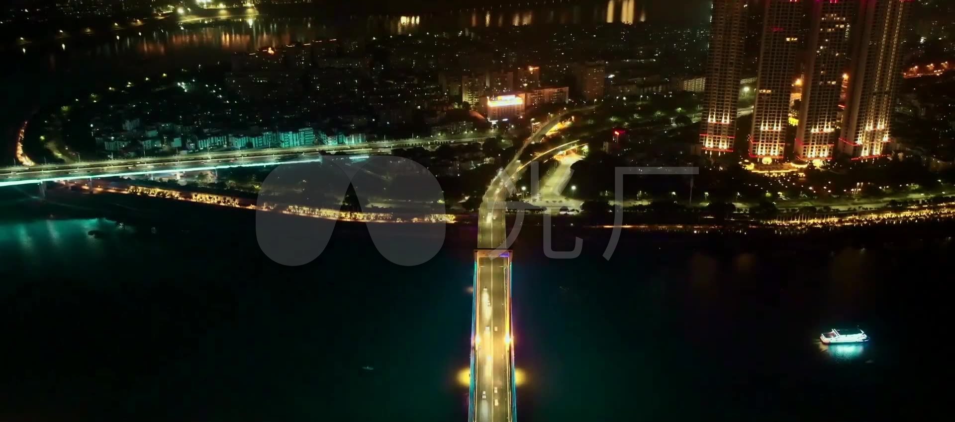 南宁白沙大桥夜景航拍_1920x850_高清视频素材下载(编号:3383602)