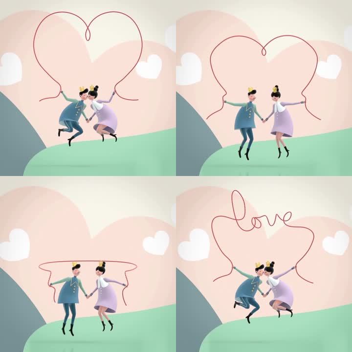 情侣 爱情 甜美 甜蜜 唯美浪漫 卡通m g婚礼 婚礼动画 卡通人love
