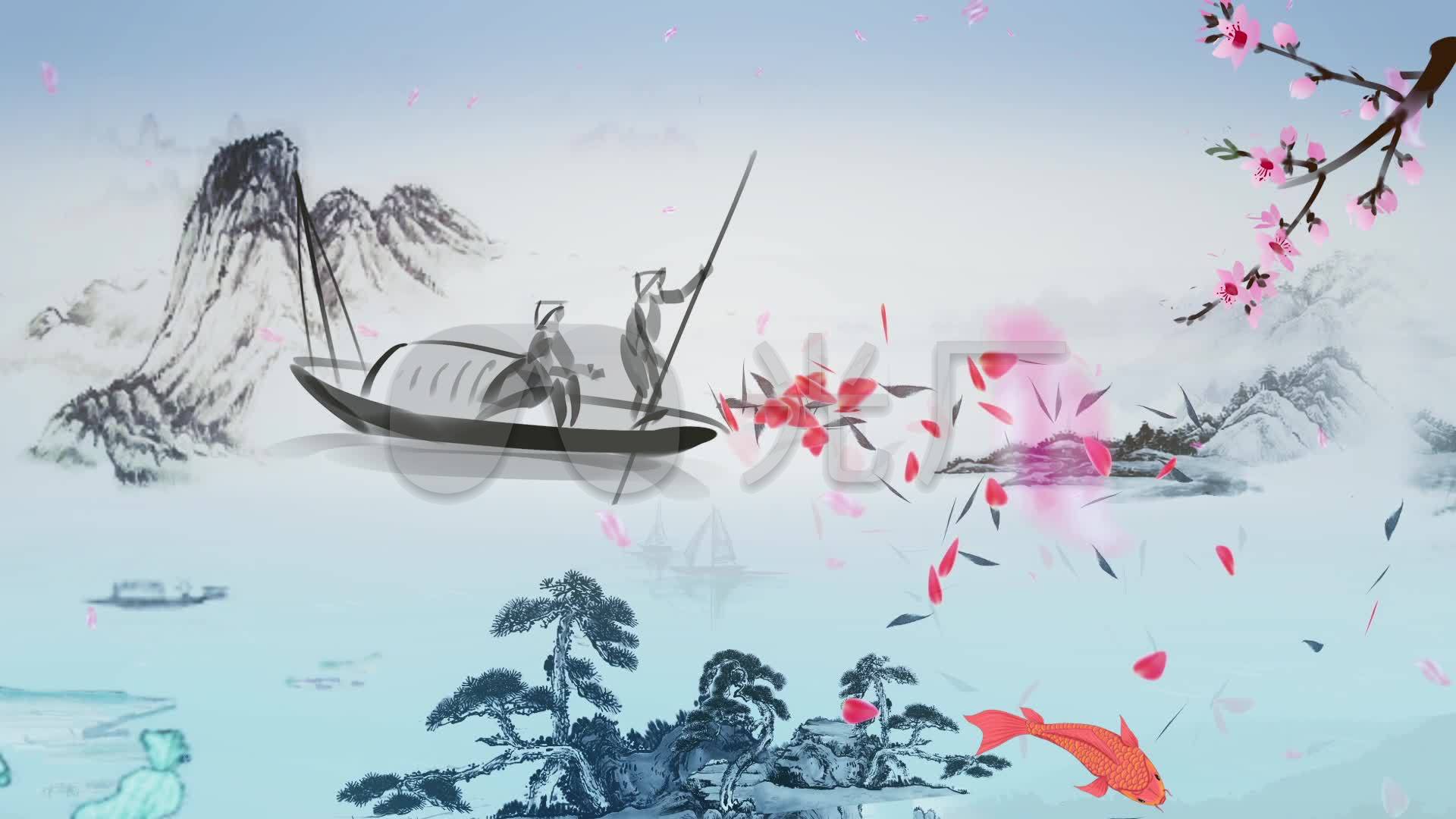 渔舟唱晚背景视频_1920x1080_高清视频素材下载(编号