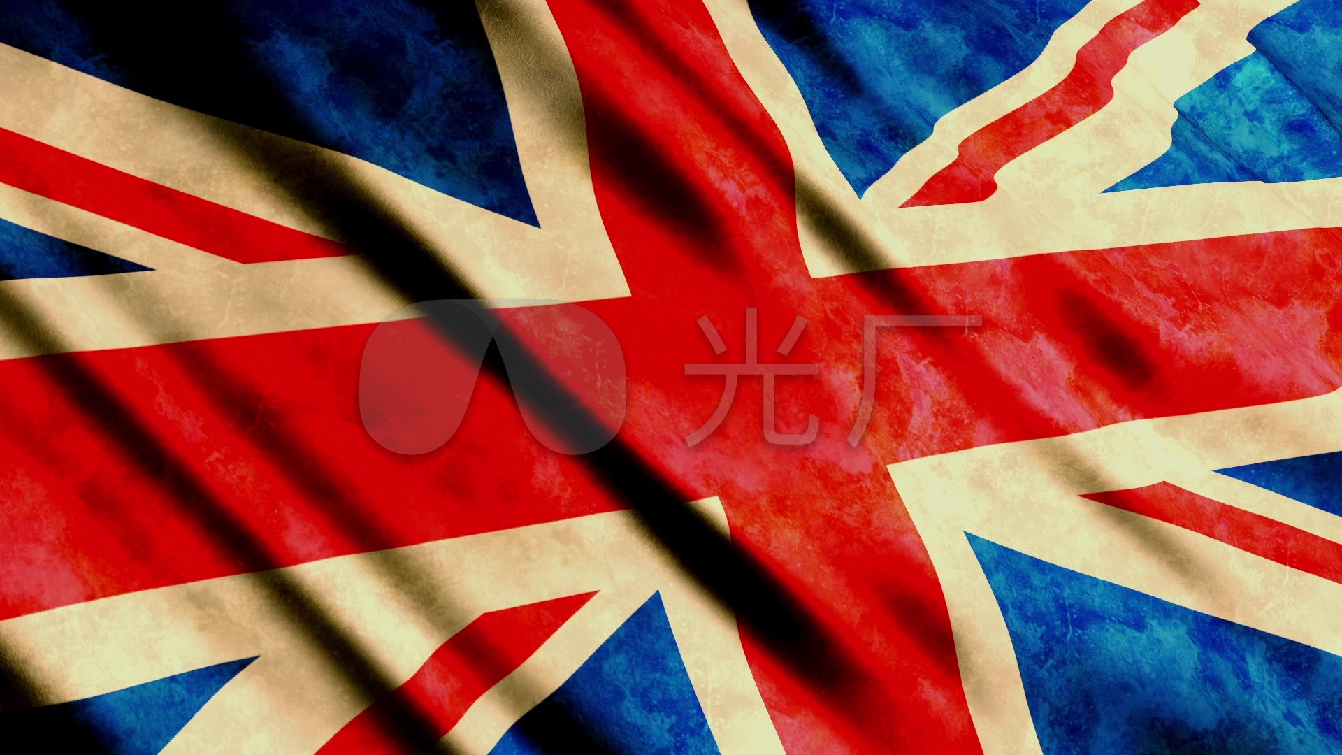英国国旗飘扬国旗波浪状飘扬_1920x1080_高清视频素材